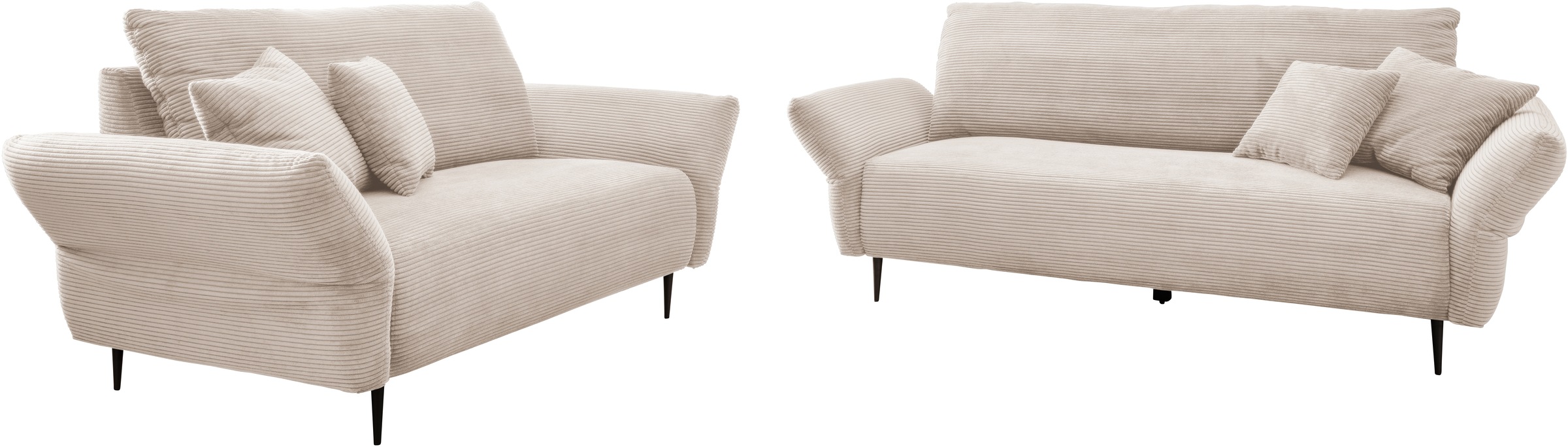 Home affaire Polstergarnitur »Lazio modern und bequem, schmale Armlehnen, tolle Detailverarbeitung« Set, 3-Sitzer und 2-Sitzer, 2 Stk. tlg. zwei verschiedene Fußfarben wählbar