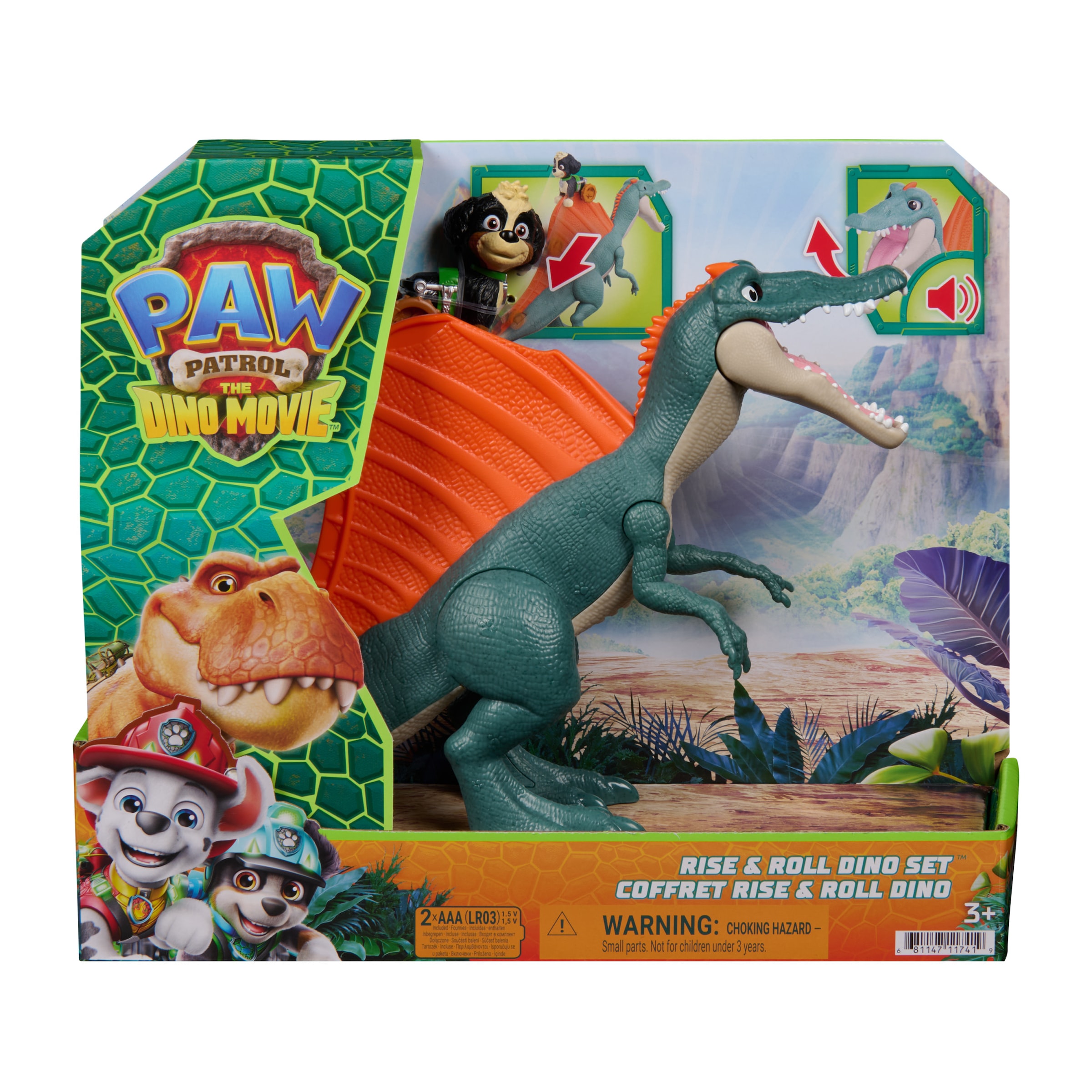 Spin Master Spielwelt »PAW Patrol: Der Dino Film, Rise & Roll Dino, Rex-Figur mit Spinosaurus«