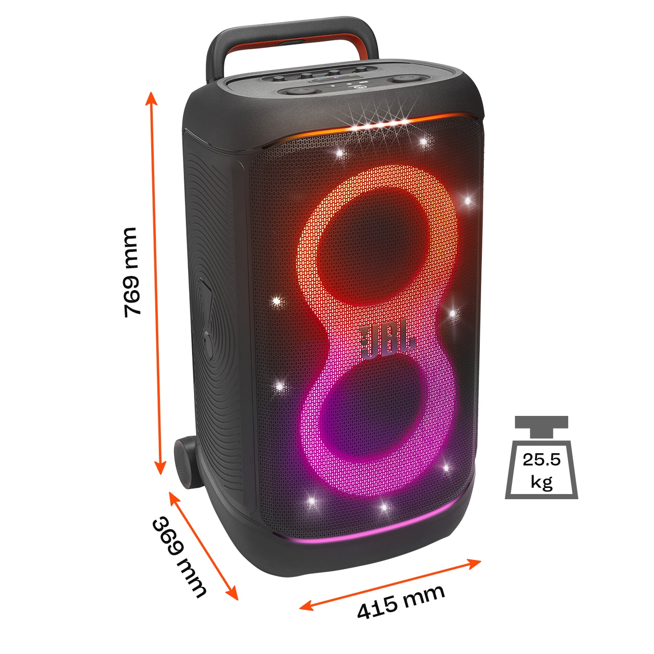 JBL Party-Lautsprecher »JBL Set: PartyBox Stage 520 + Gratis-Mikrofon-Set (UVP 129,99)« (A2DP Bluetooth | AVRCP Bluetooth | Bluetooth Bass- und Lautstärkeregelung 400 W)