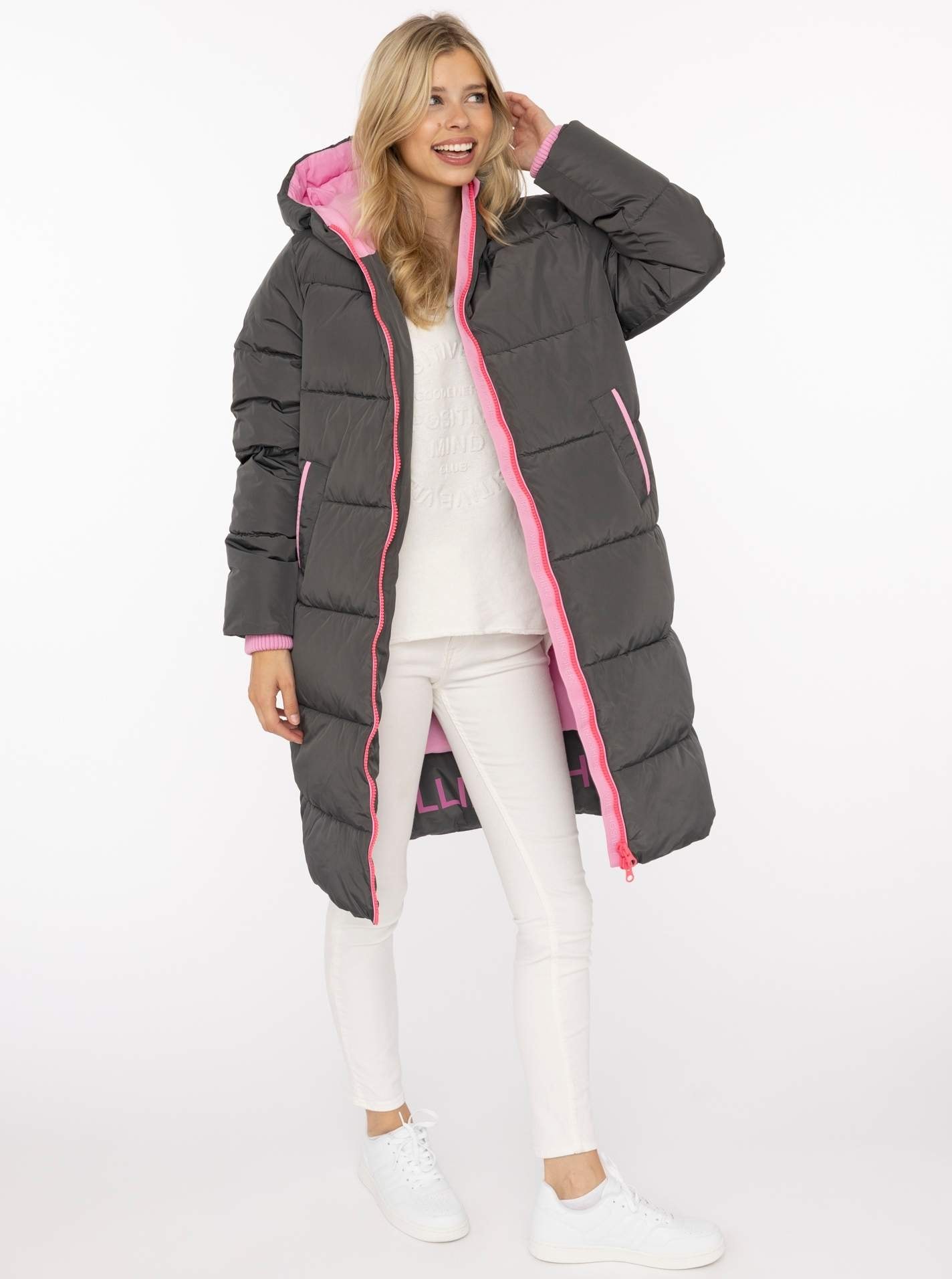 Zwillingsherz Steppmantel »„Cozy“« Kapuze, farbliche Details, Reißverschluss, elastische Bündchen