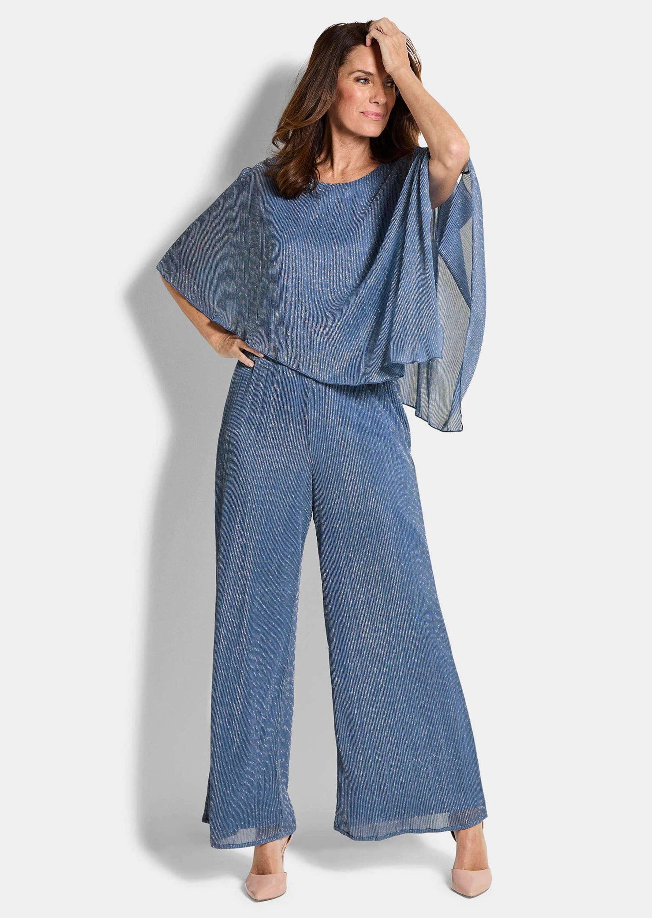 GOLDNER Schlupfhose »Kurzgröße Palazzo-Hose VERA aus Glanz-Plissee«