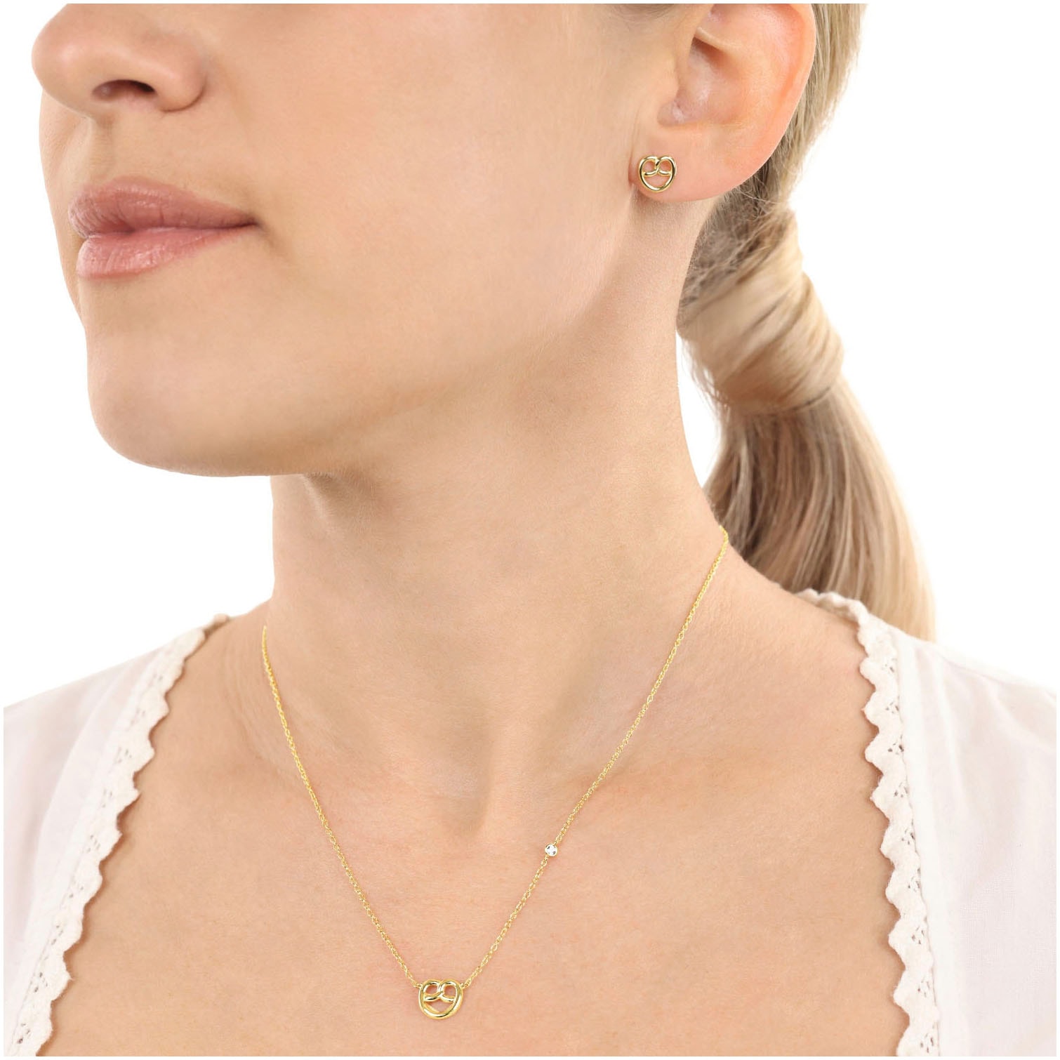 Amor Ohrring und Ketten Set »Breze, Volksfest, Trachtenschmuck«, (Set, 3 tlg.), mit Zirkonia (synth.)