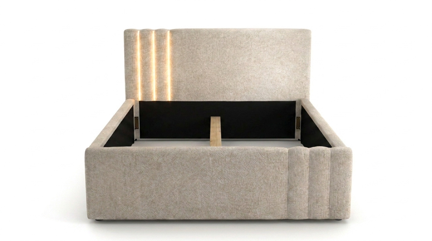 Home affaire Polsterbett »AESSIA in 2 Breiten- 160 und 180 cm, mit/ohne Bettkasten, Chenille« Stauraumbett, gepolstertes Kopfteil, ohne Matratze, modernes Design