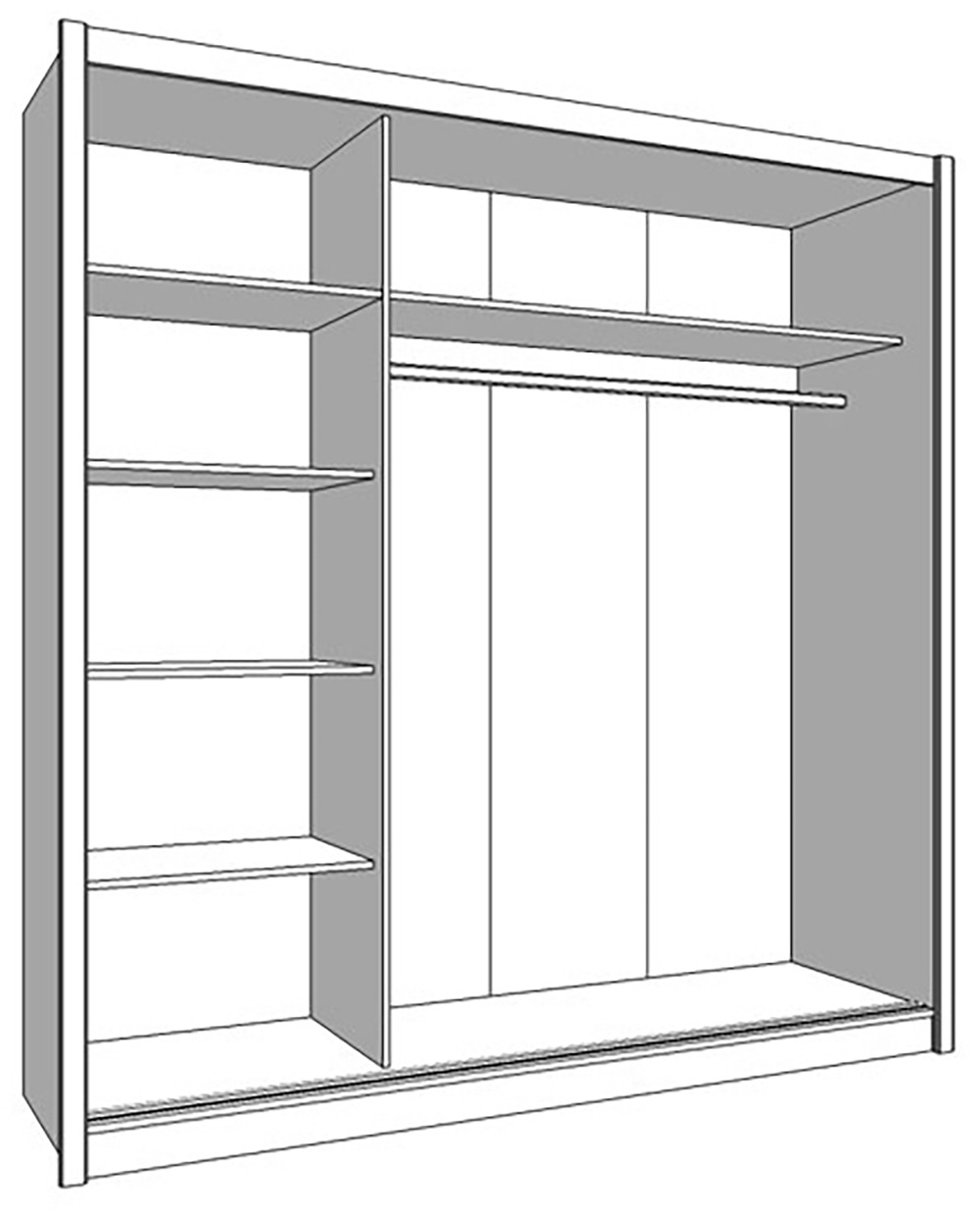 INOSIGN Schwebetürenschrank »Navara Kleiderschrank mit Spiegel Wäscheschrank« mit kompletter Spiegelfront, FSC®-zertifiziert, 213,5x215,5x61cm
