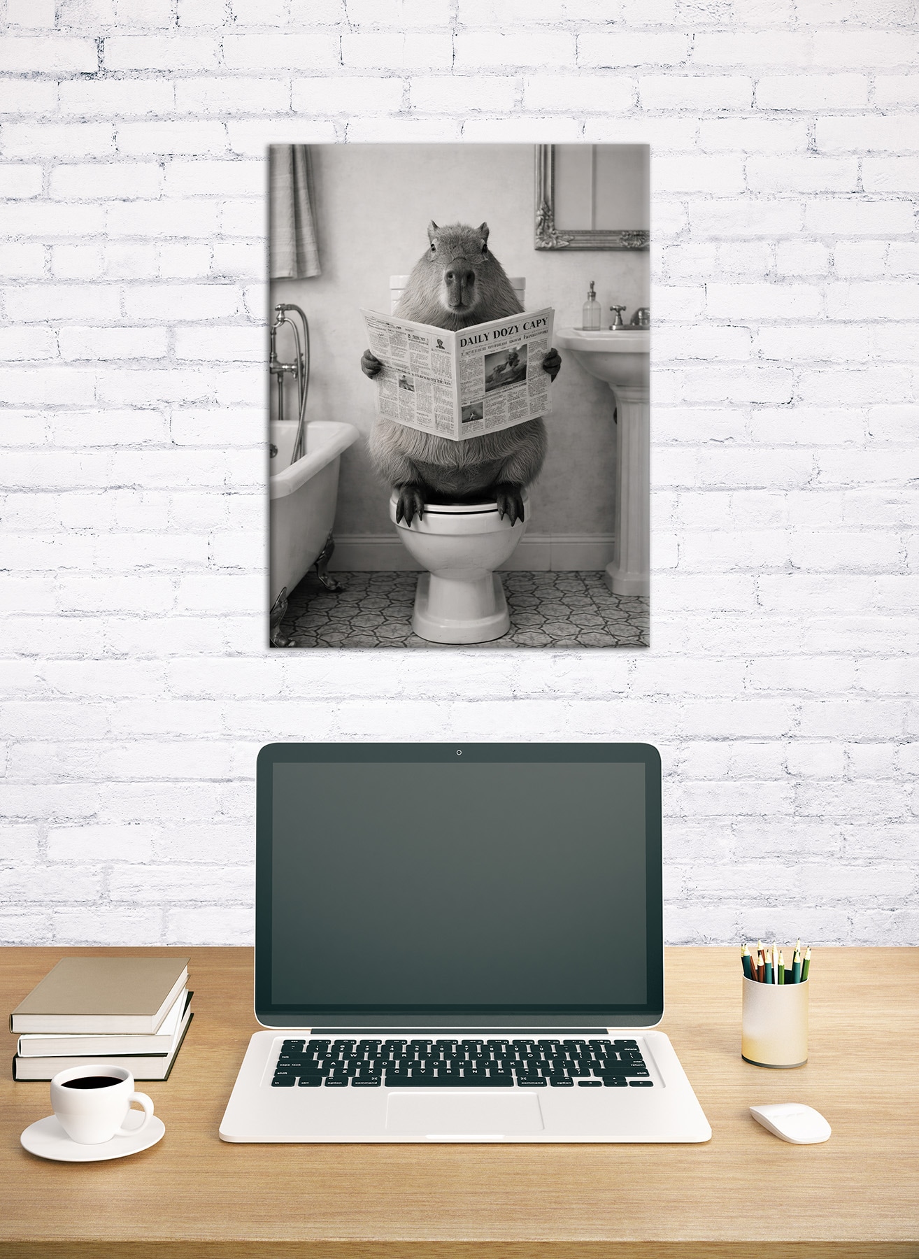 Bönninghoff Bild »COPYBARA AUF WC 46x61 cm – Leinwandbild Keilrahmen Deko modern«