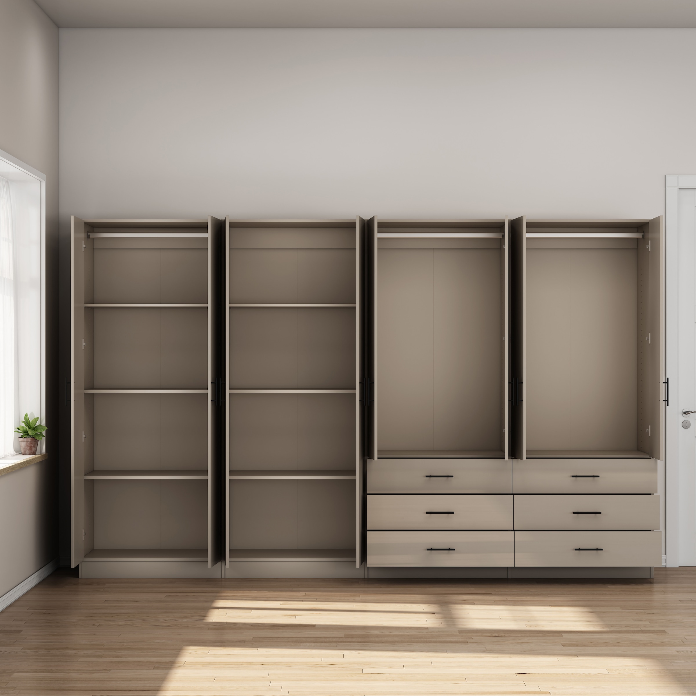 OTTO home Kleiderschrank »Trento Schlafzimmerschrank Garderobe hochglanz« Schrank mit 8 Türen und 6 Schubladen, hochglänzende Fronten