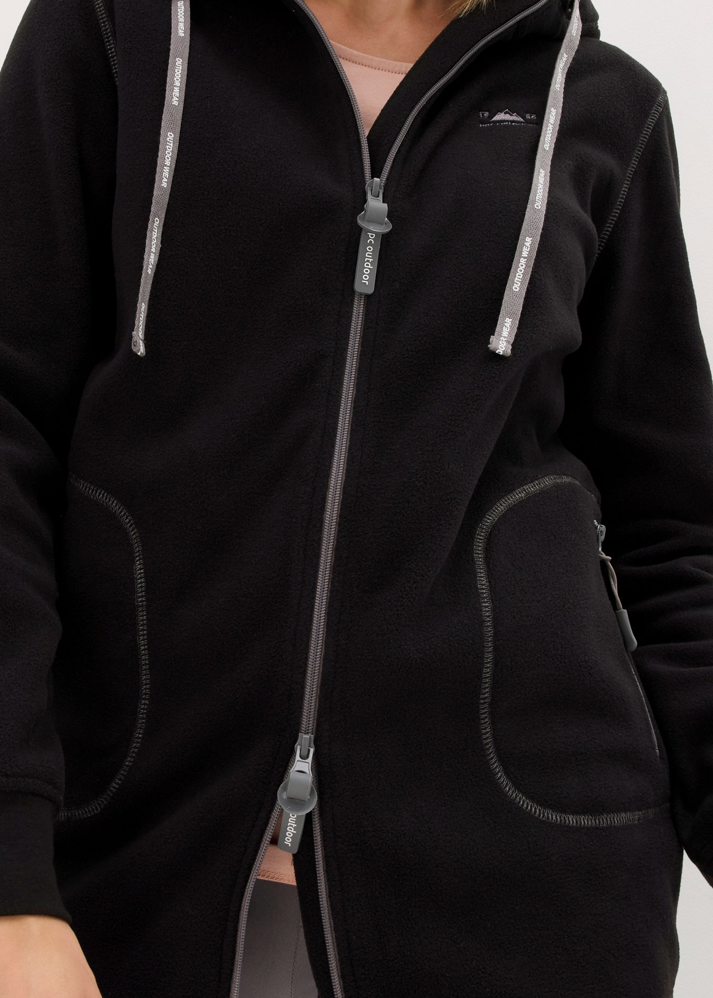 bonprix Fleecejacke mit Kapuze A-Linien-Schnitt, Langarm-Design, aus 100% Polyester, Regular Fit