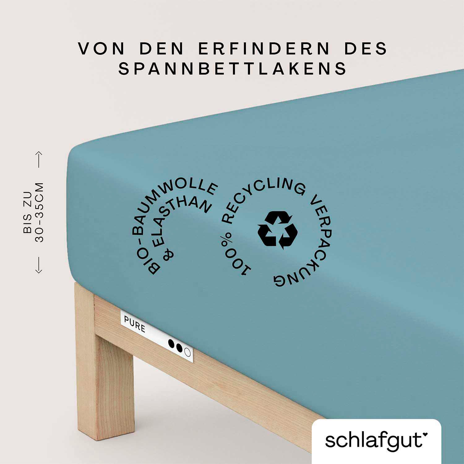 Schlafgut Spannbettlaken »PURE Bio-Baumwolle mit Elasthan, dehnbar blickdicht, straff, Bettlaken«, PREMIUM Laken für Matratzen bis 30cm Höhe, in 90x200, 140x200, 180x200