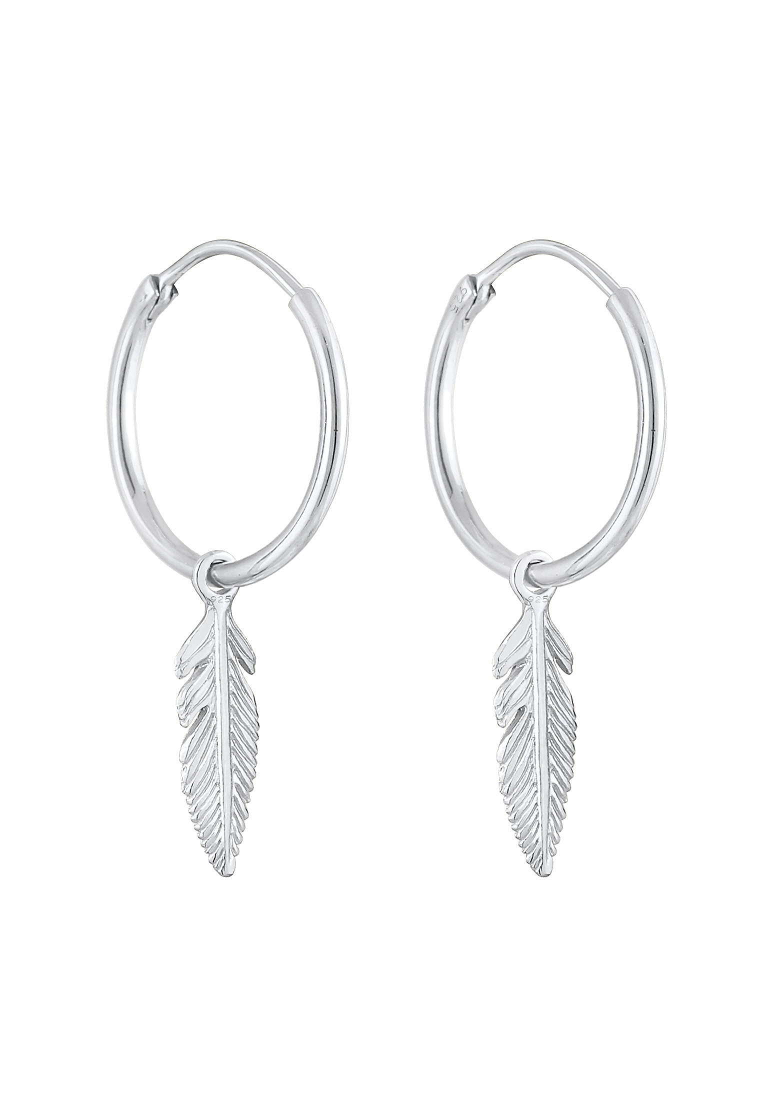 Elli Paar Creolen »Ohrringe Creolen Einhänger Feder Boho Spirit 925 Silber«