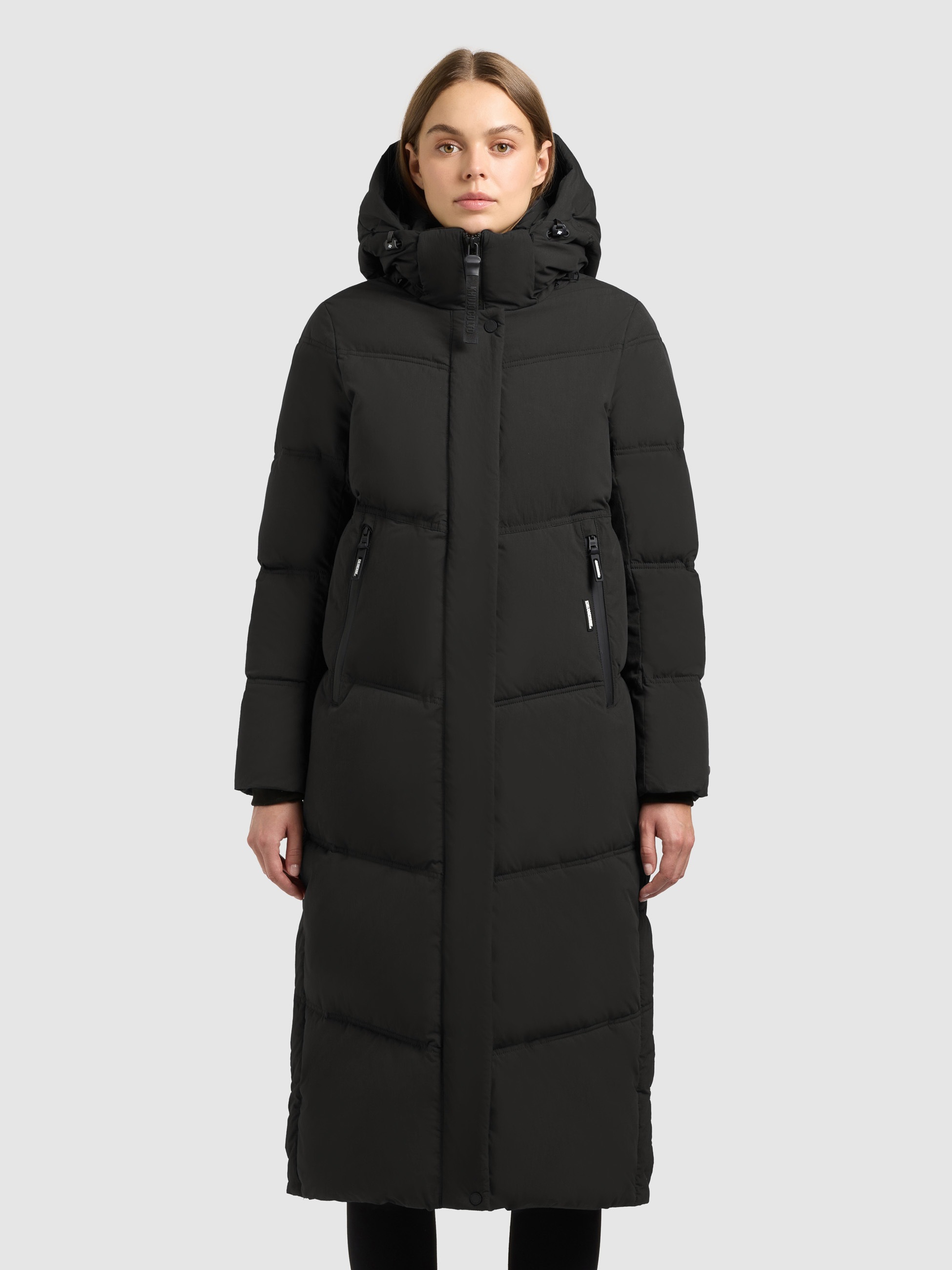 khujo Steppmantel »RITZ« praktische Seitenschlitze mit Reißverschluss, abnehmbare Kapuze