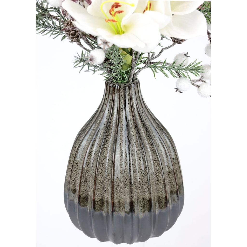 I.GE.A. Winterliche Kunstpflanze »Gesteck mit Amaryllis in Vase aus Keramik, Kunstblumen-Arrangement,«
