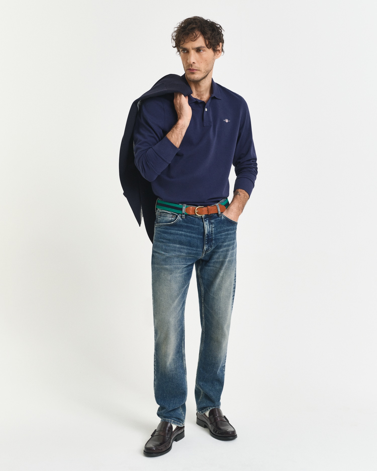 Gant Poloshirt »REG SHIELD LS PIQUE RUGGER« mit Logotickerei auf der Brust