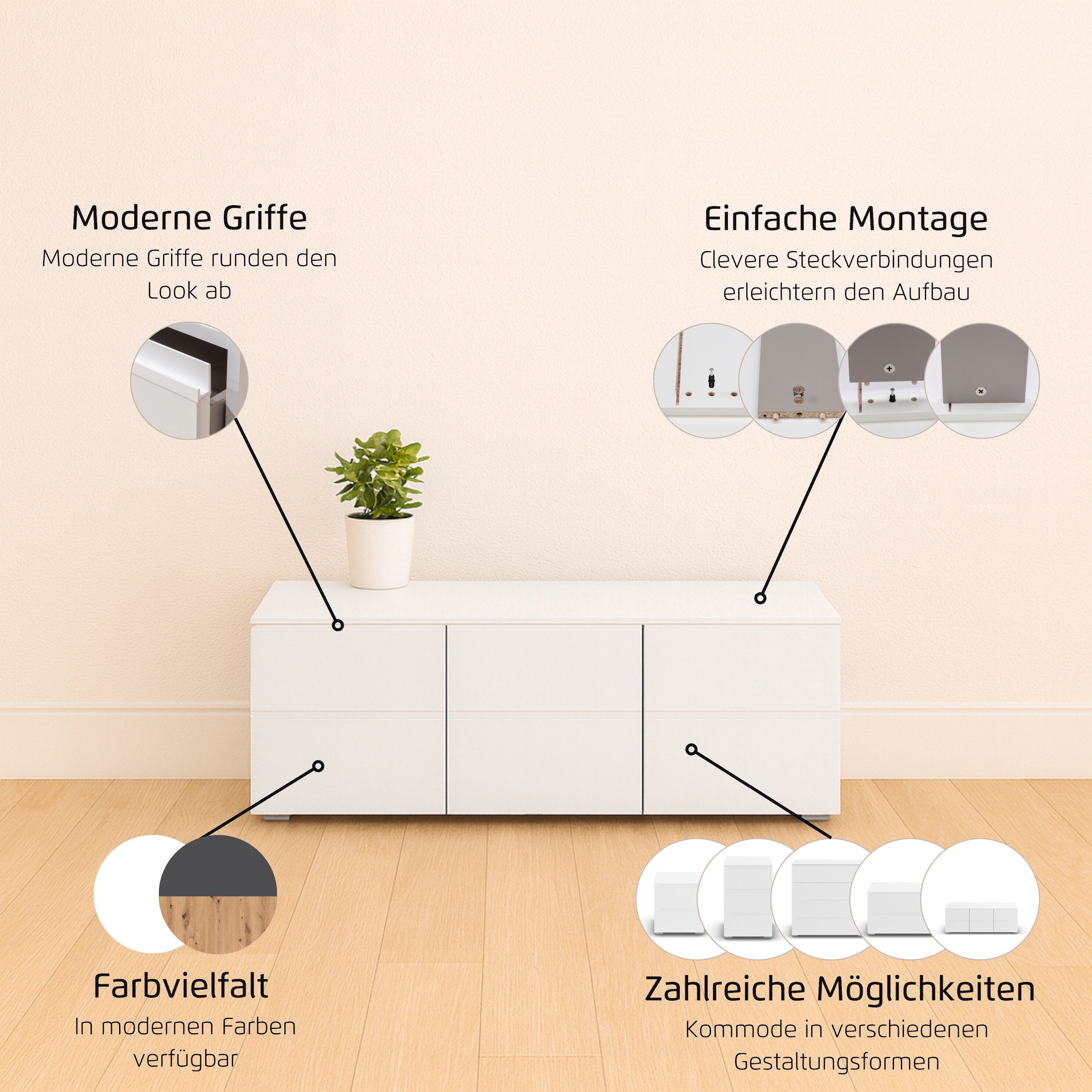 rauch TV-Board »Joel« Breite 80 oder 120 cm,  praktische und geräumige Schubladen MADE IN GERMANY