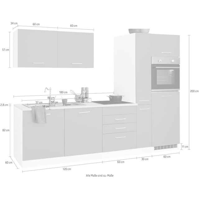 HELD MÖBEL Küchenzeile »Visby«, ohne E-Geräte, Breite 270 cm für  Kühlschrank kaufen bei OTTO