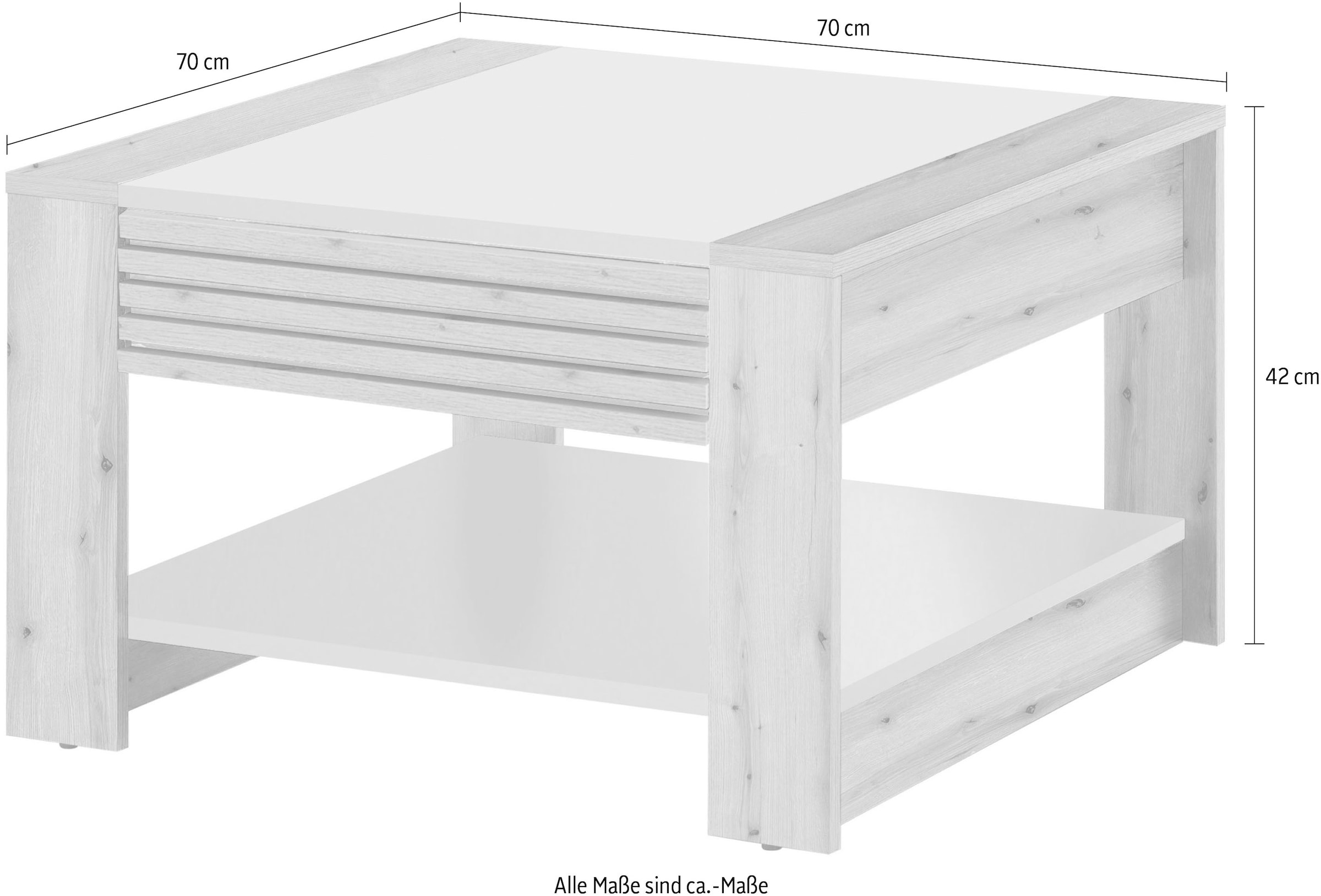 Stolkom Couchtisch »Feli Couchtisch B/H/T 70x42x70 cm« 1 Stk. tlg. MDF, fest verleimten Stäbchen