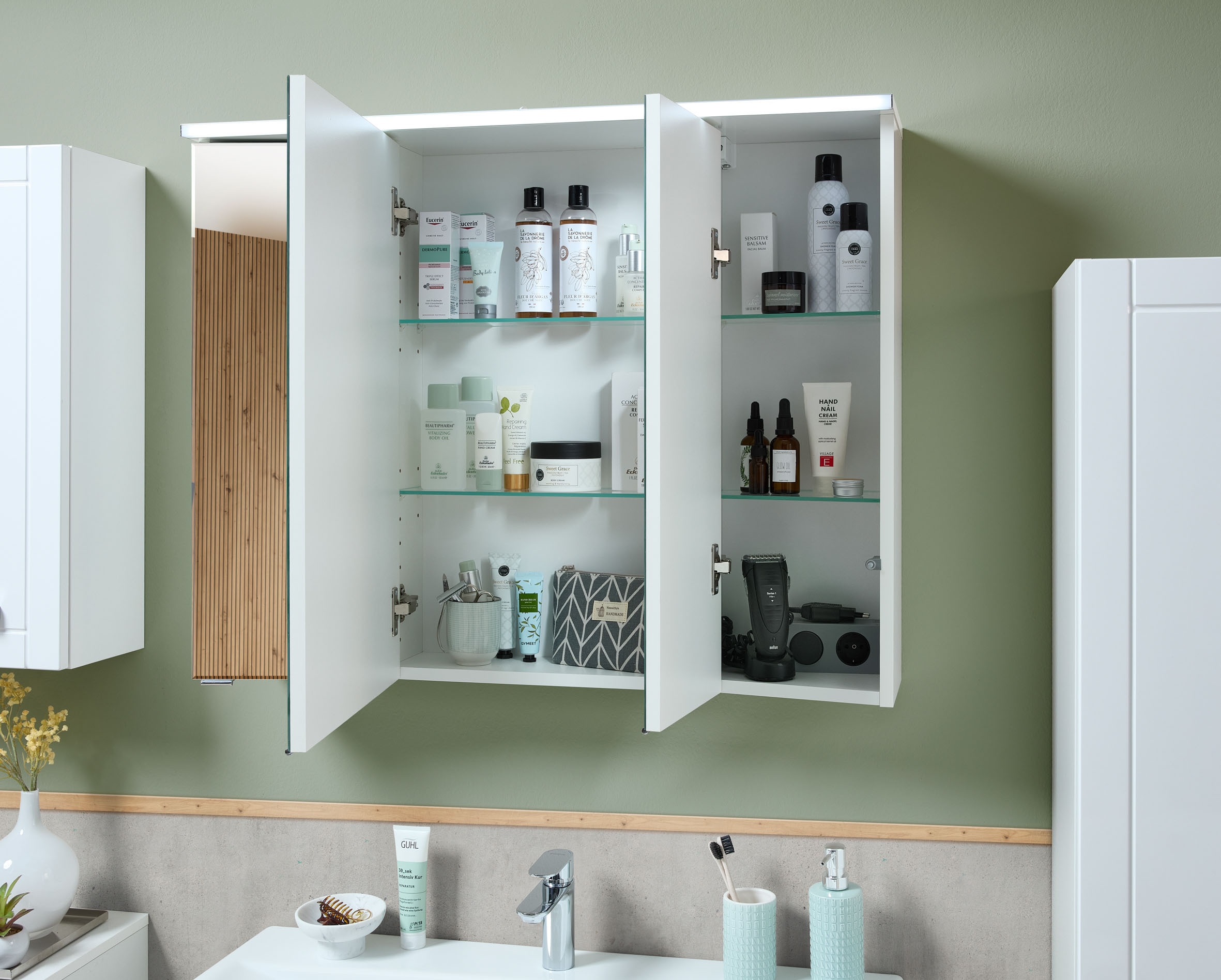 Saphir Badmöbel-Set »Serie 3007,Waschtisch mit Spiegelschrank« 4 Stk. tlg.