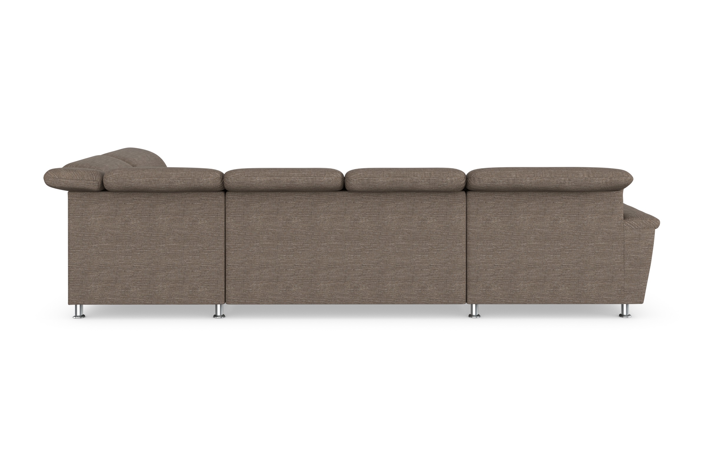 DOMO collection Wohnlandschaft »FRANZI optional mit Bettfunktion, Bettkasten & Kopfteilverstellung« U-Form, Recamiere links, beige-braun, B/T: 352/214 cm