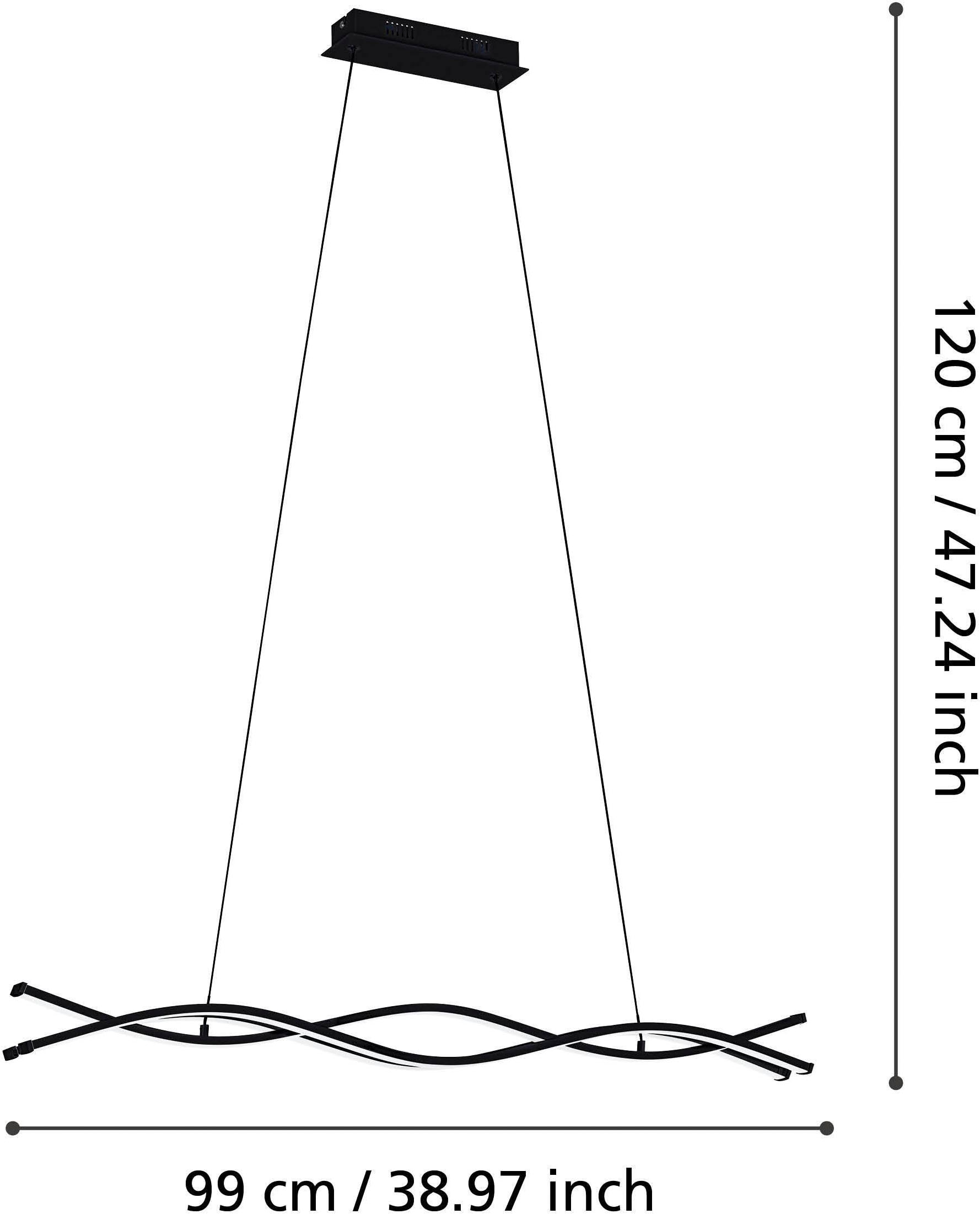 EGLO Hängeleuchte »Lasana 3 Pendelleuchte, Wohnzimmerlampe, Stahl und Kunsstoff, Lampe« LED-Modul 1 Stk. Warmweiß Hängeleuchte - L98,5 x B8 x H120 cm - schwarz - 3X11W inkl.