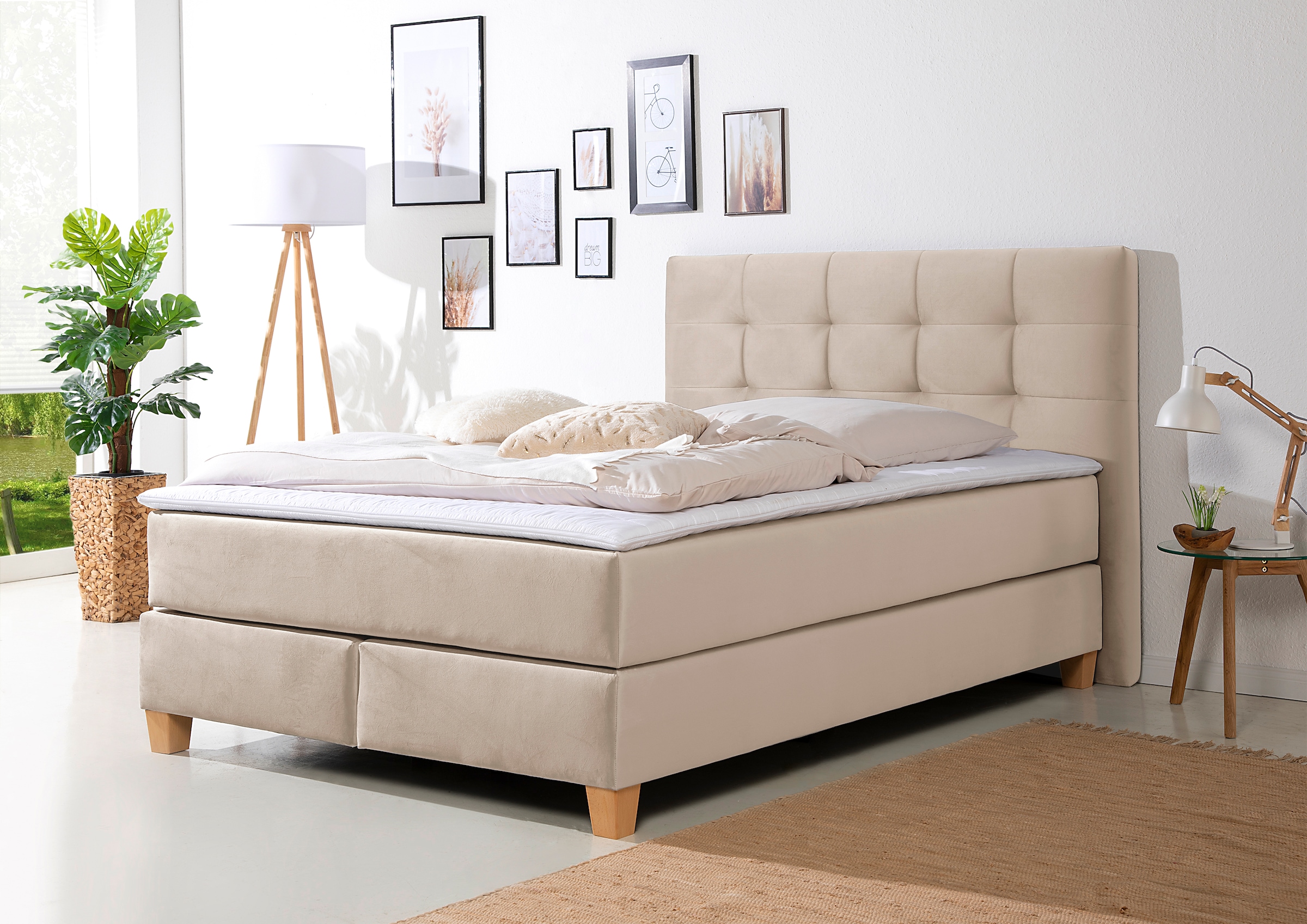 Home affaire Boxspringbett »Moulay«, inkl. Topper, in Überlänge 220 cm, 3 Härtegrade, auch in H4