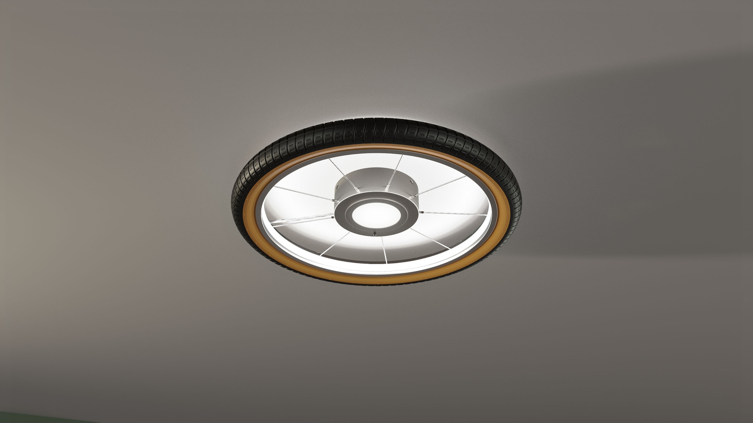 my home Deckenleuchte »Bela, Wheel, Reifen, Deckenlampe im Reifendesígn«, Leuchtmittel LED-Modul | LED wechselbar, Ø 51cm, Hauptlicht und indirekte Beleuchtung getrennt schaltbar