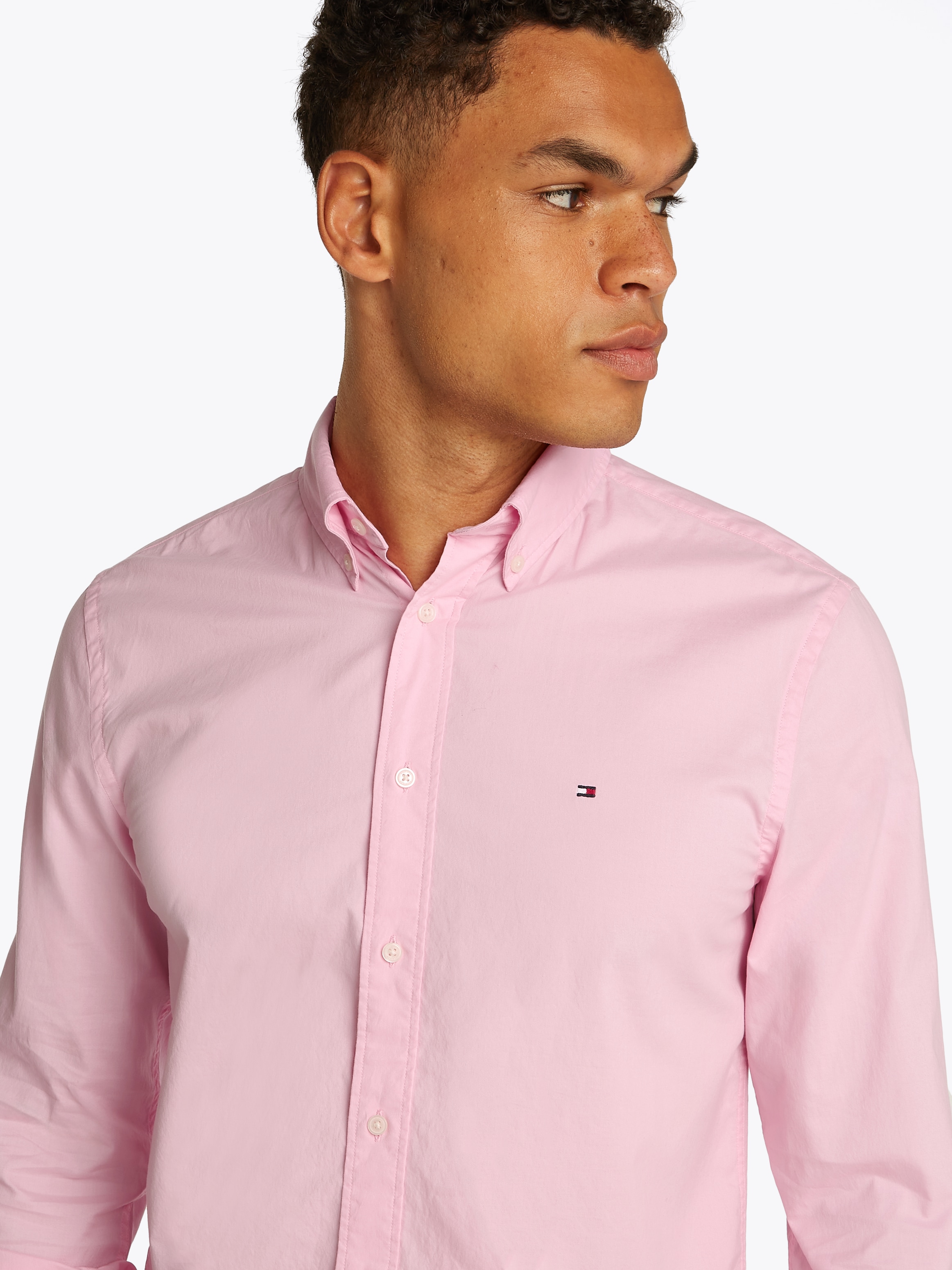 Tommy Hilfiger Businesshemd »FLEX POPLIN SOLID RF SHIRT 1«, mit Logostickerei