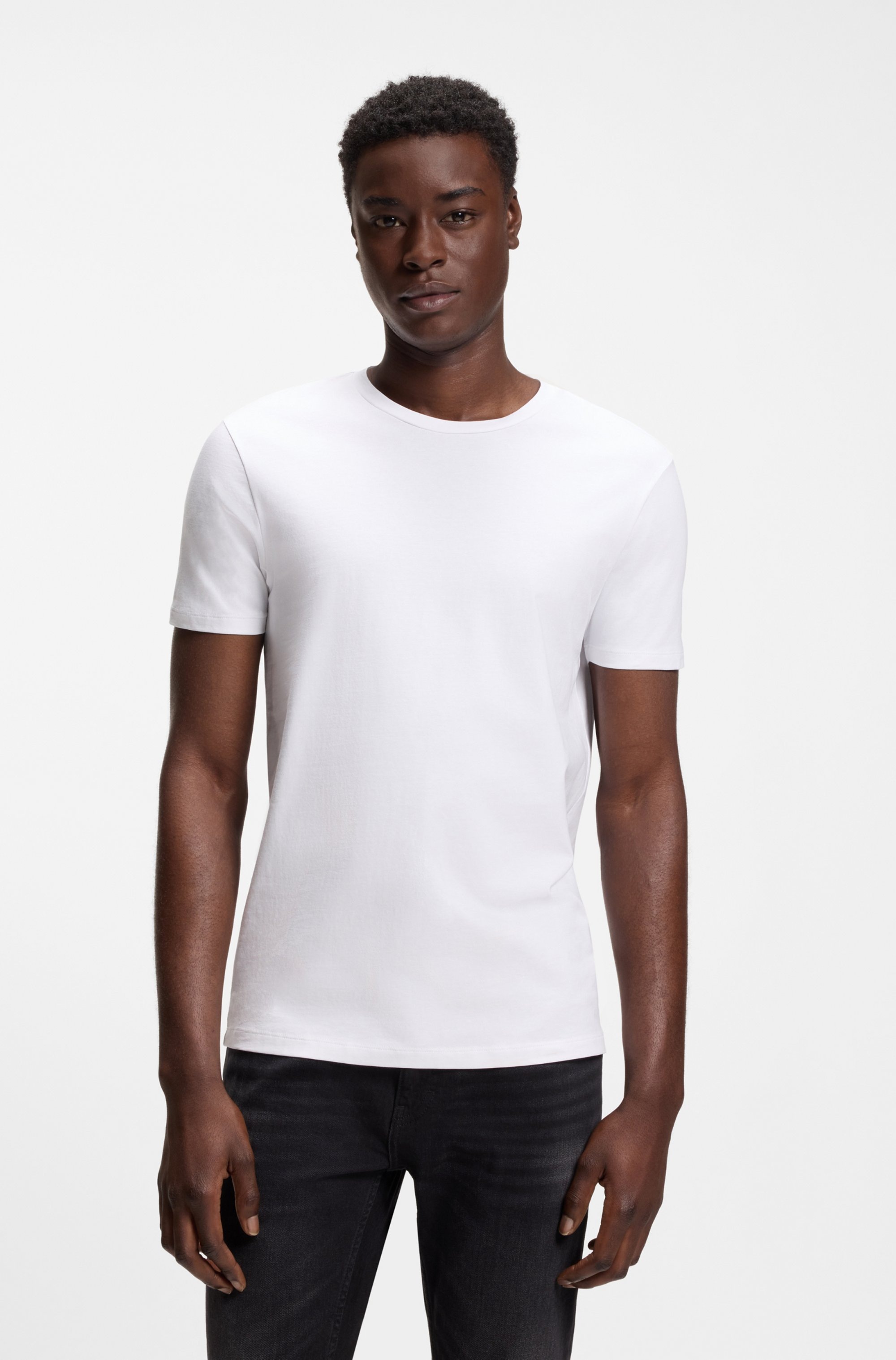 HUGO T-Shirt »HUGO-Round« Packung, 2er,  Rundhalsausschnitt, Slim-Fit, HUGO Logo-Druck