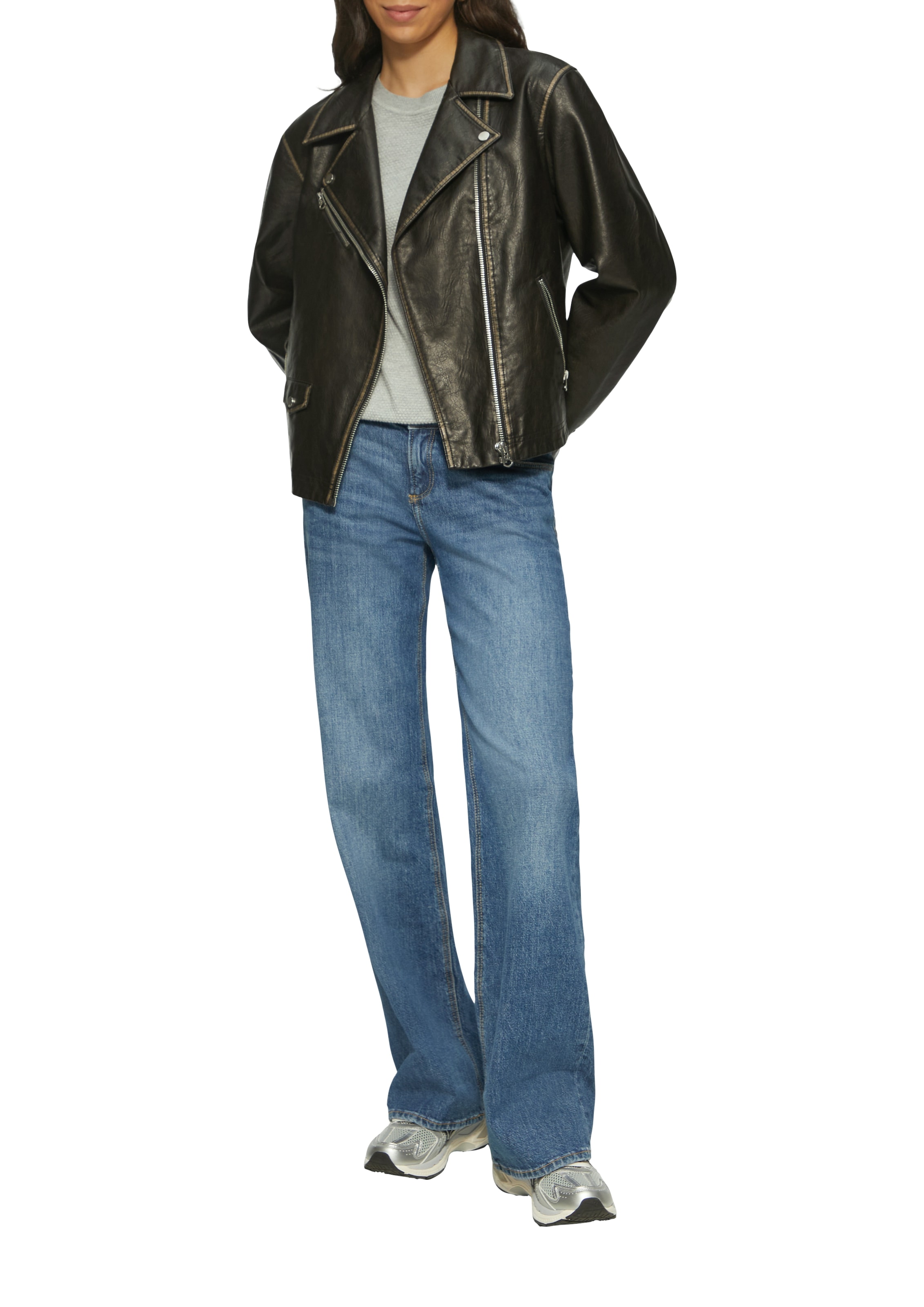 QS Rundhalspullover in Strick-Optik