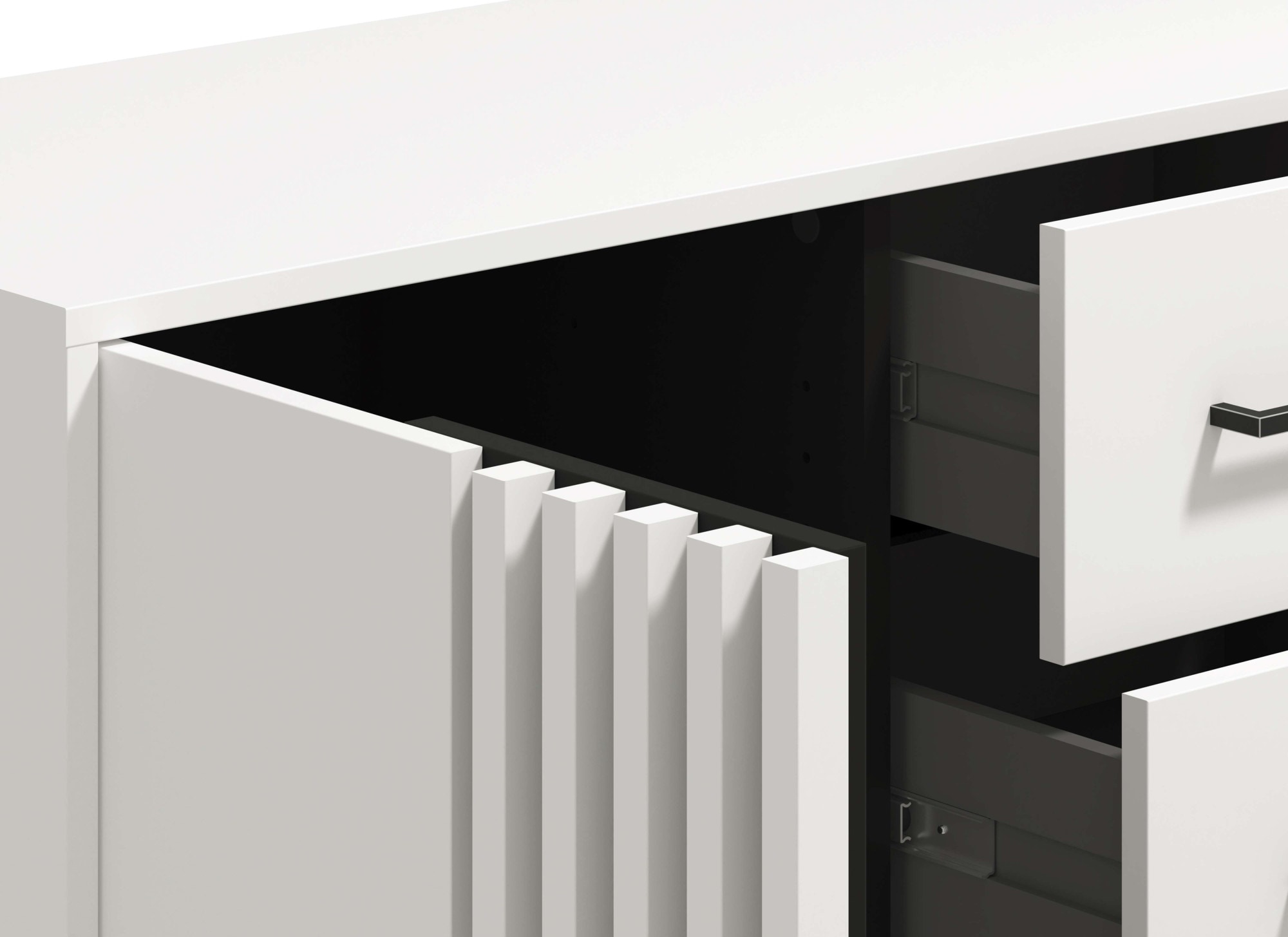 INOSIGN Kommode »Ascalon Sideboard, Breite 138 oder 93 cm, mit ABS Schutzkanten«, 3D Optik durch Lamellen/ Paneele, FSC-zertifizierter Holzwerkstoff