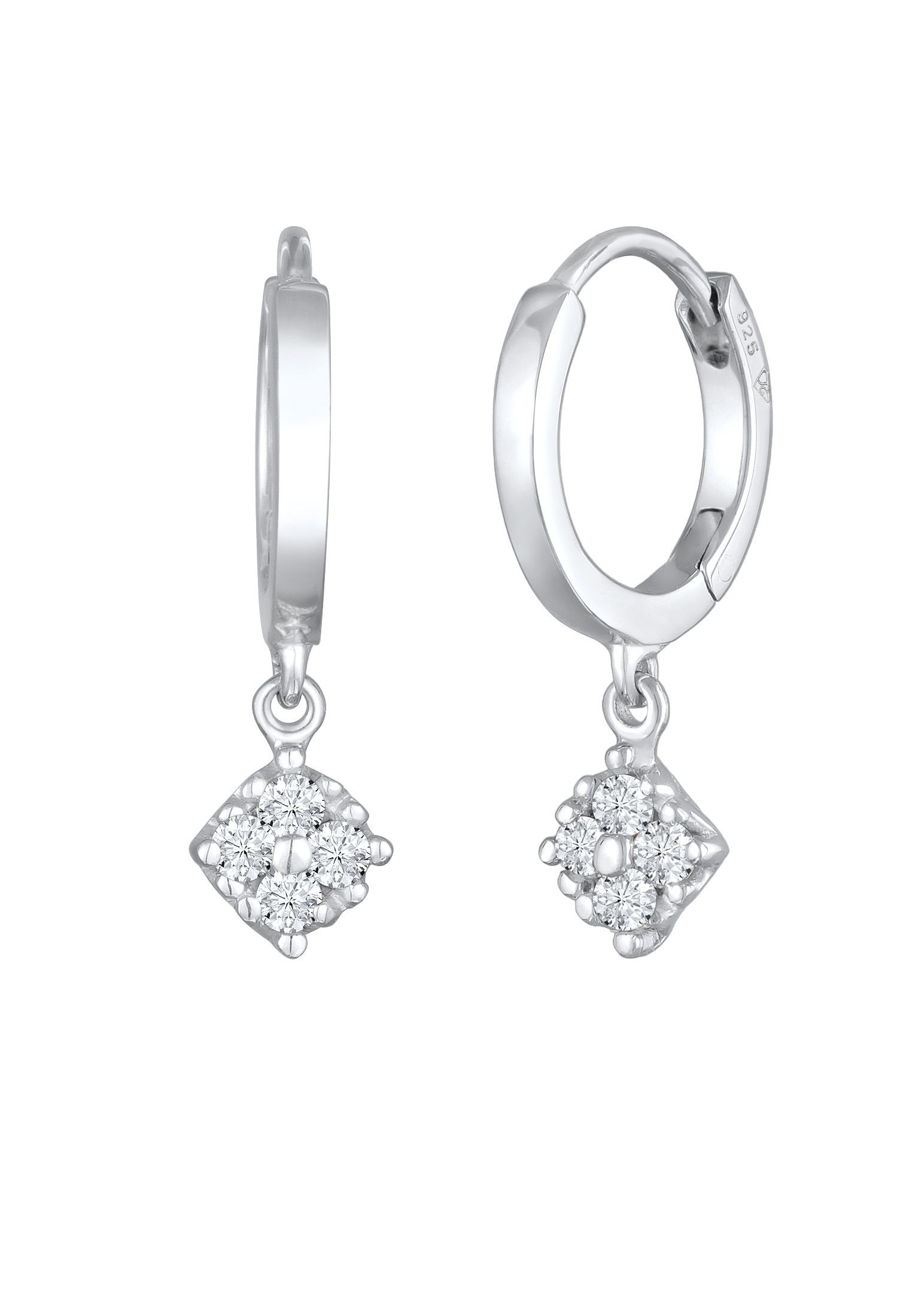 Elli DIAMONDS Paar Creolen »Ohrringe Creolen Lab Grown Diamant (0.056 ct.) Anhänger 925 Silber«