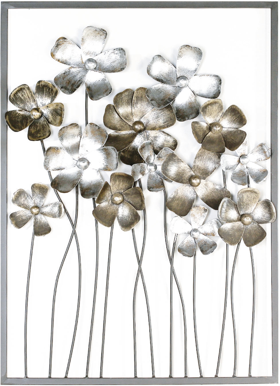 GILDE Wanddekoobjekt »Wandrelief Fleurs, braun/champagnerfarben«, (1 St.),  Wanddeko, aus Metall, Blumen, dekorativ im Esszimmer & Wohnzimmer bei OTTO