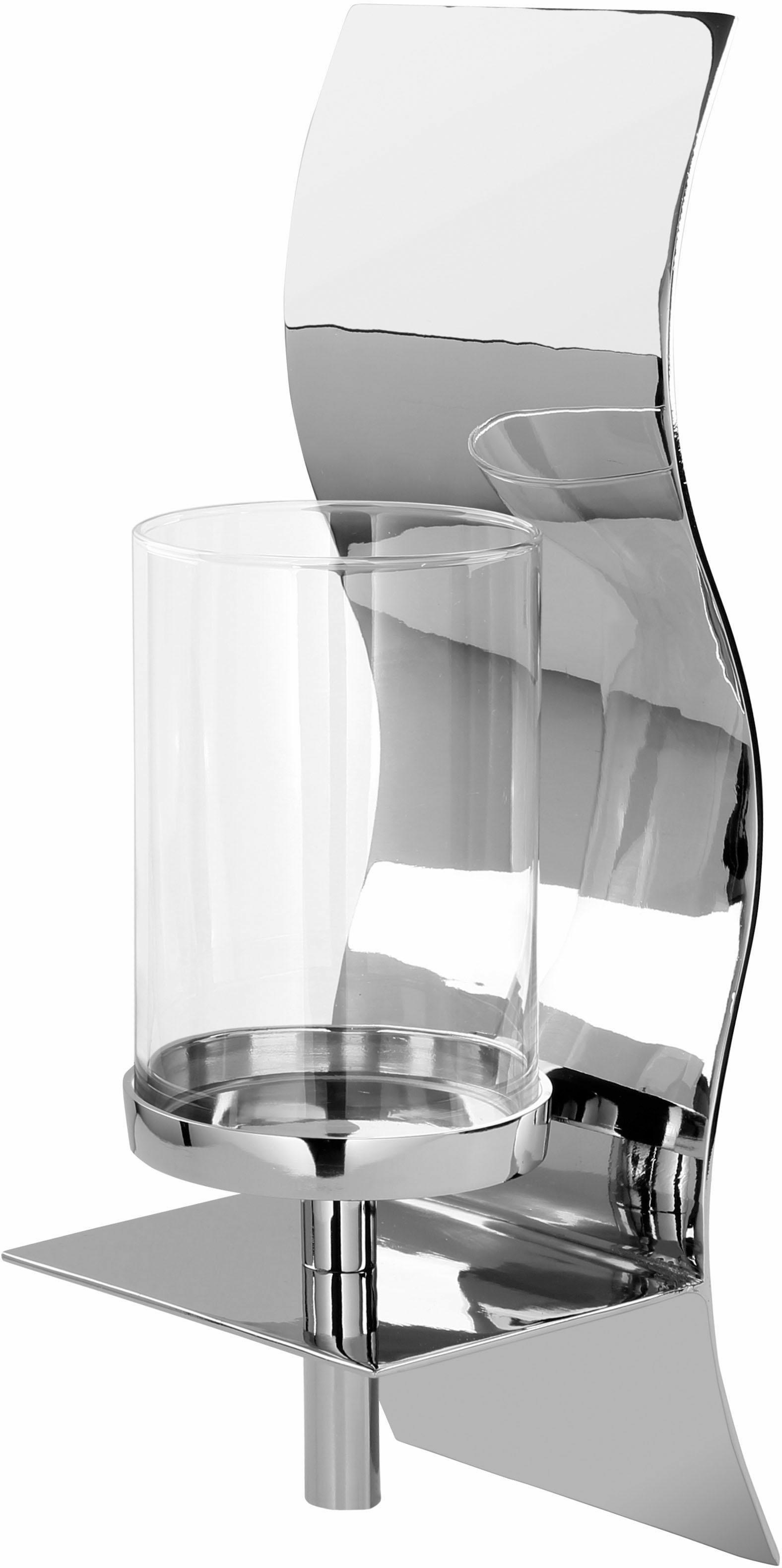 Fink Wandkerzenhalter »WAVE, silberfarben«, Kerzen-Wandleuchter, Kerzenhalter, Kerzenleuchter hängend, Wanddeko, handgefertigt, verschiedene Größen erhältlich, Wohnzimmer