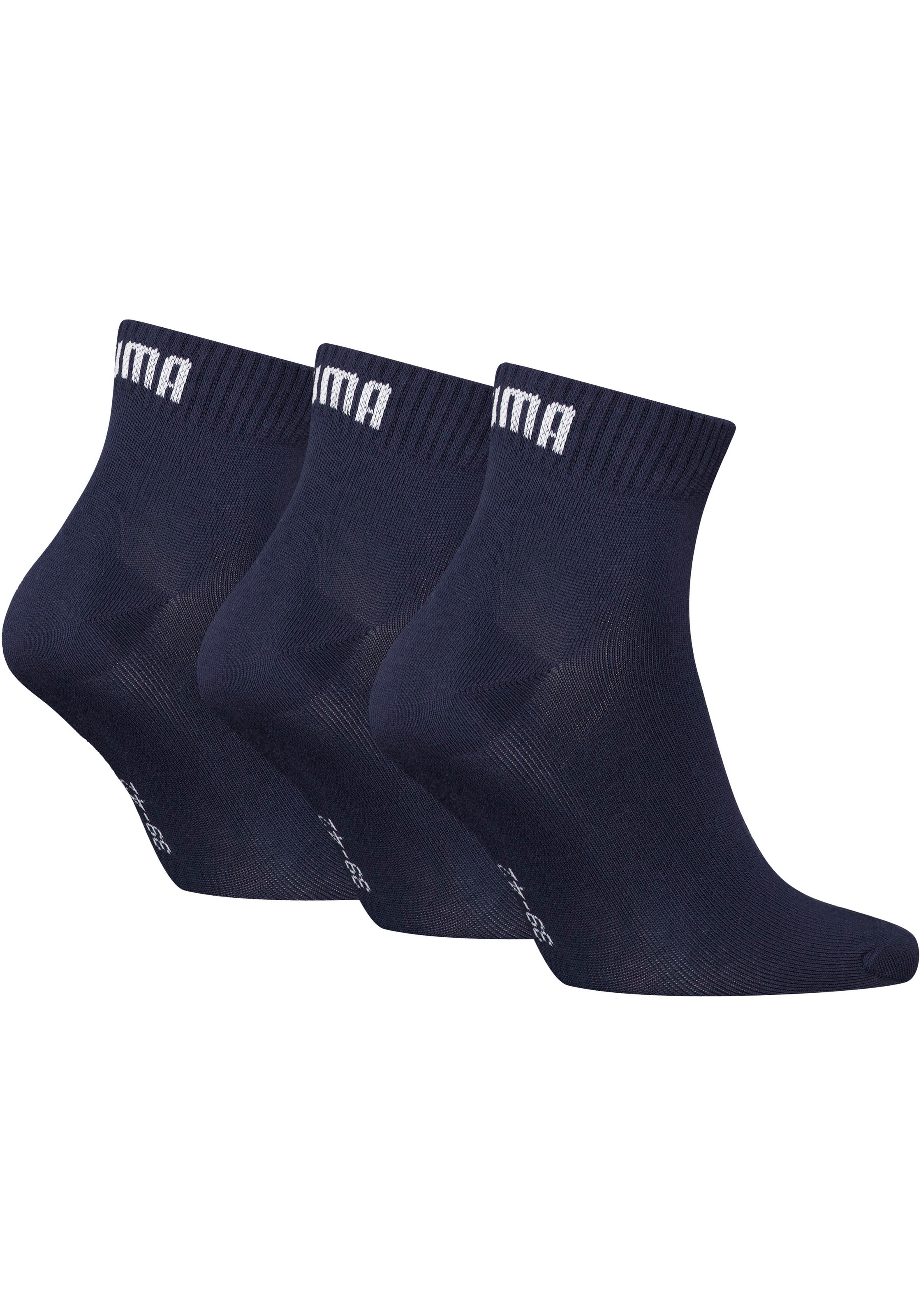 PUMA Kurzsocken »PUMA UNISEX QUARTER PLAIN 3P« 3 Paar,  Atmungsaktiv, Rippenbündchen, weiche Baumwollmischung