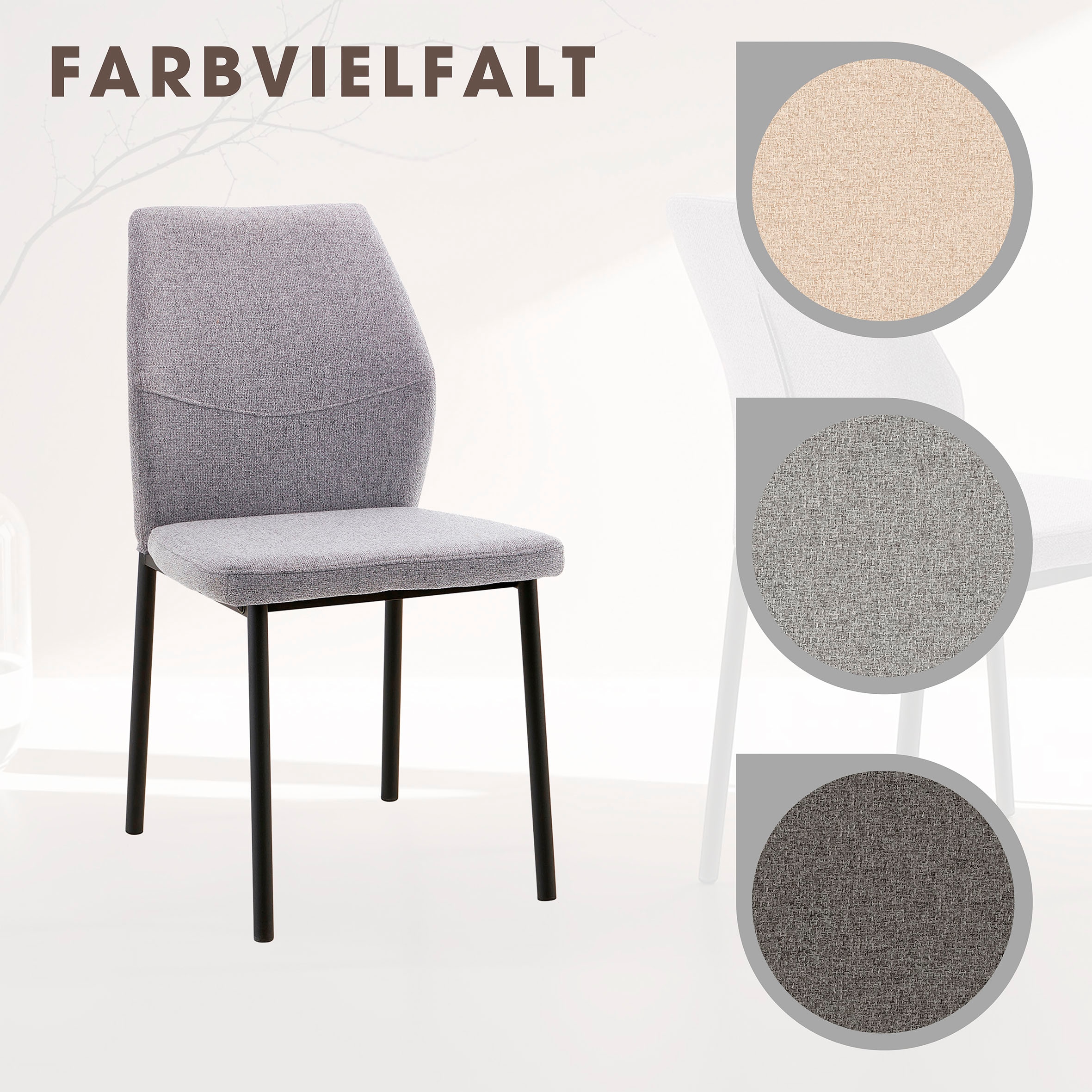 Home affaire Esszimmerstuhl »Lumos«, (Set), 4 St., Webstoff, Webstoff in vielen Farben erhältlich mit stabilem Metalluntergestell