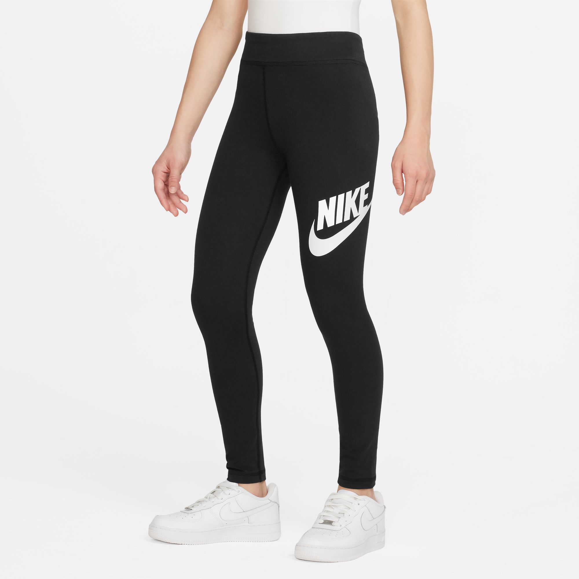 Nike Sportswear Mädchen Leggings »ESSENTIALS BIG KIDS (GIRLS) MID-RIS« in schwarz-weiß, Größe XS (116/122)