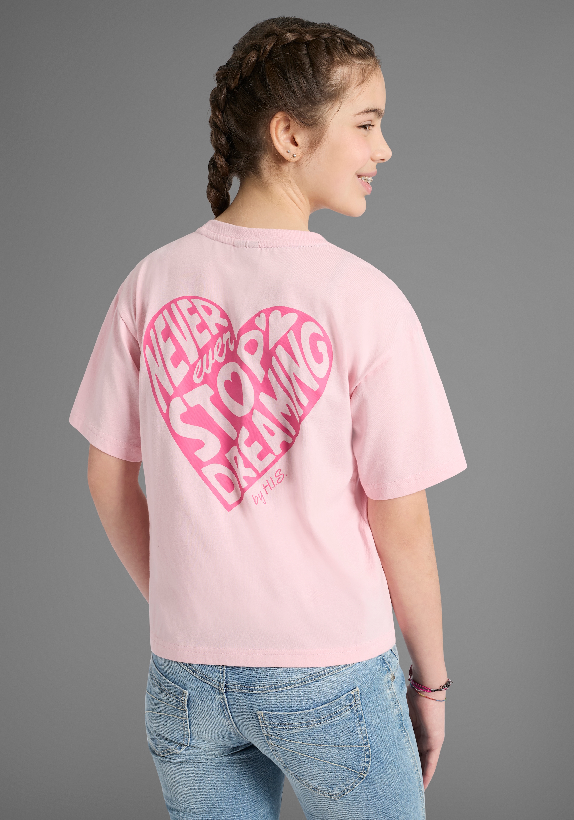 H.I.S T-Shirt »2er Pack H.I.S Shirts mit Rückenprint für Mädchen« Packung, 2, 2 tlg. für Mädchen, lässige Passform, kurze Ärmel, mit Logodruck