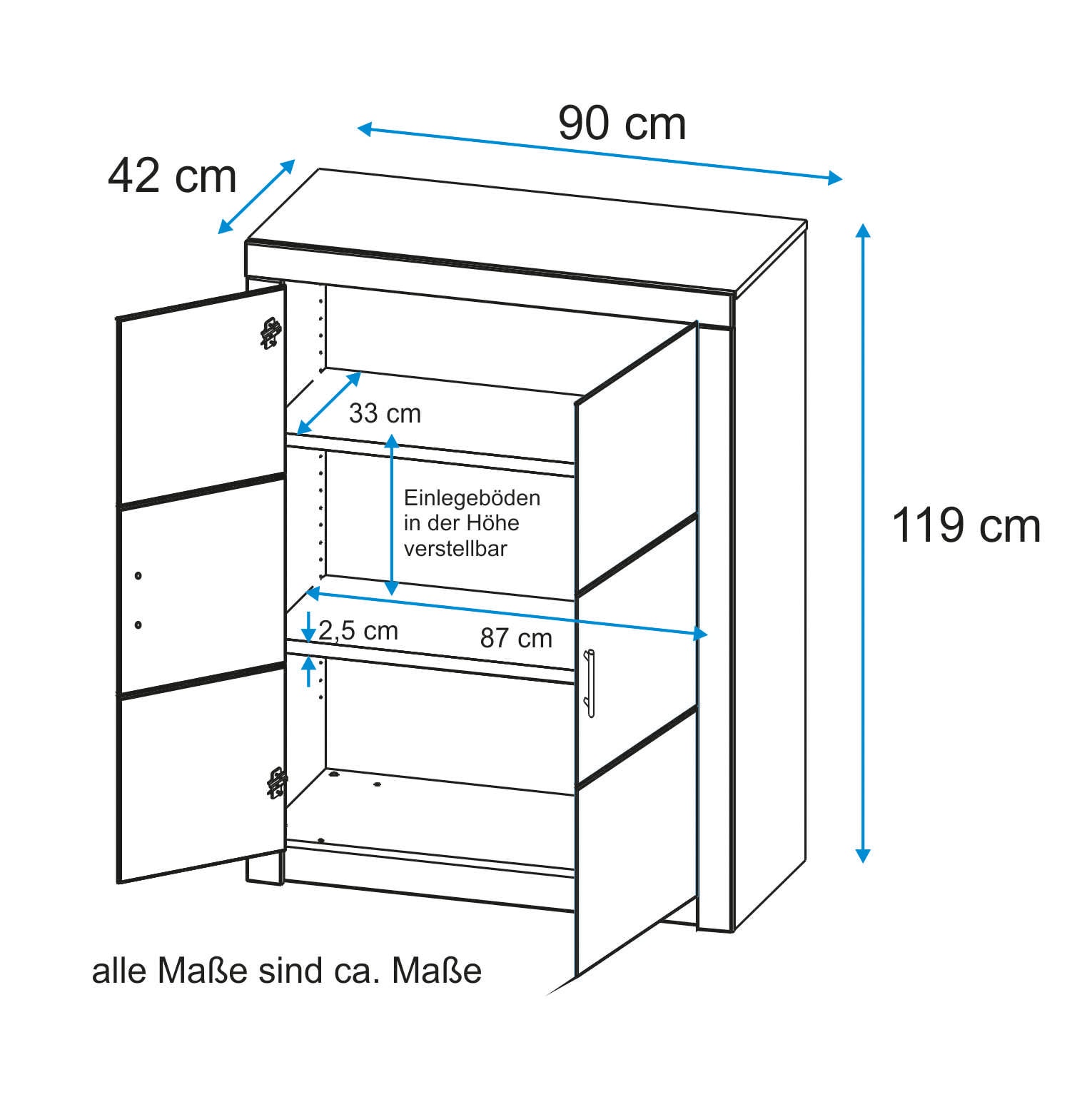 VOGL Möbelfabrik Aktenschrank »Toronto«, in 2 Breite, 3 Fächer, teilmassiv, Höhe 119 cm, Made in Germany