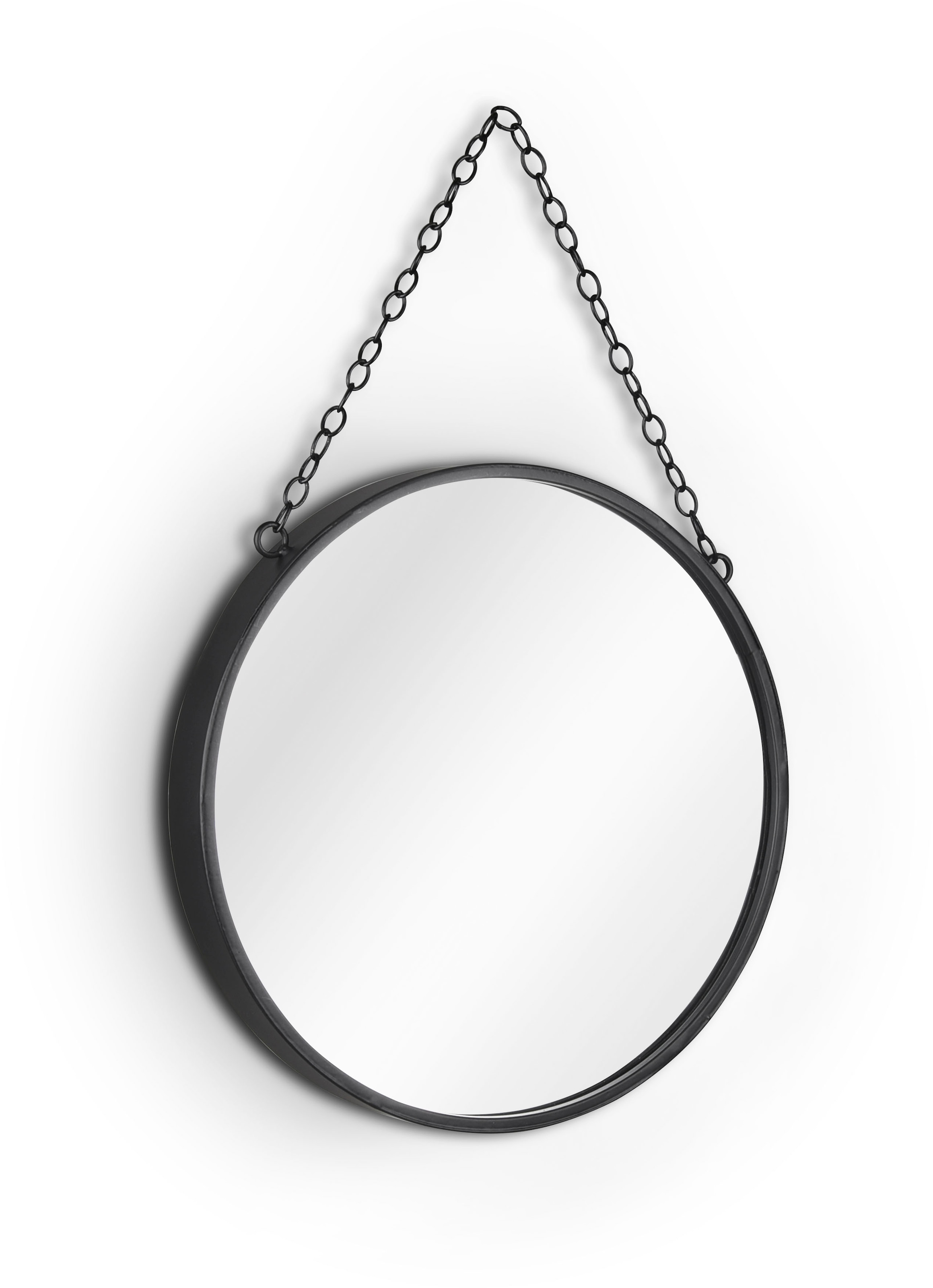 MIRRORS AND MORE Dekospiegel »Greta«, (1 St.), Wandspiegel, rund, Ø 25,5 cm, lackiertes Metall m. Ketten-Aufhängung