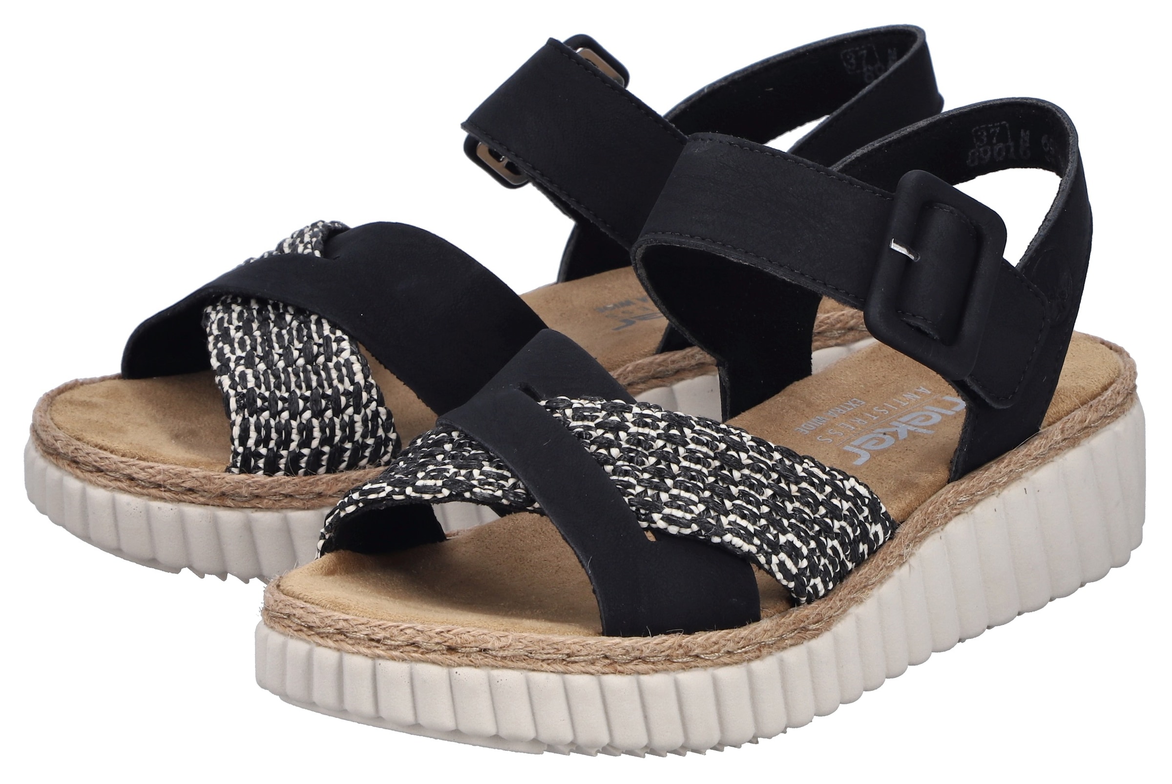 Rieker Sandale  Sommerschuh, Strandschuh, Urlaubsschuh mit Bastumrahmung