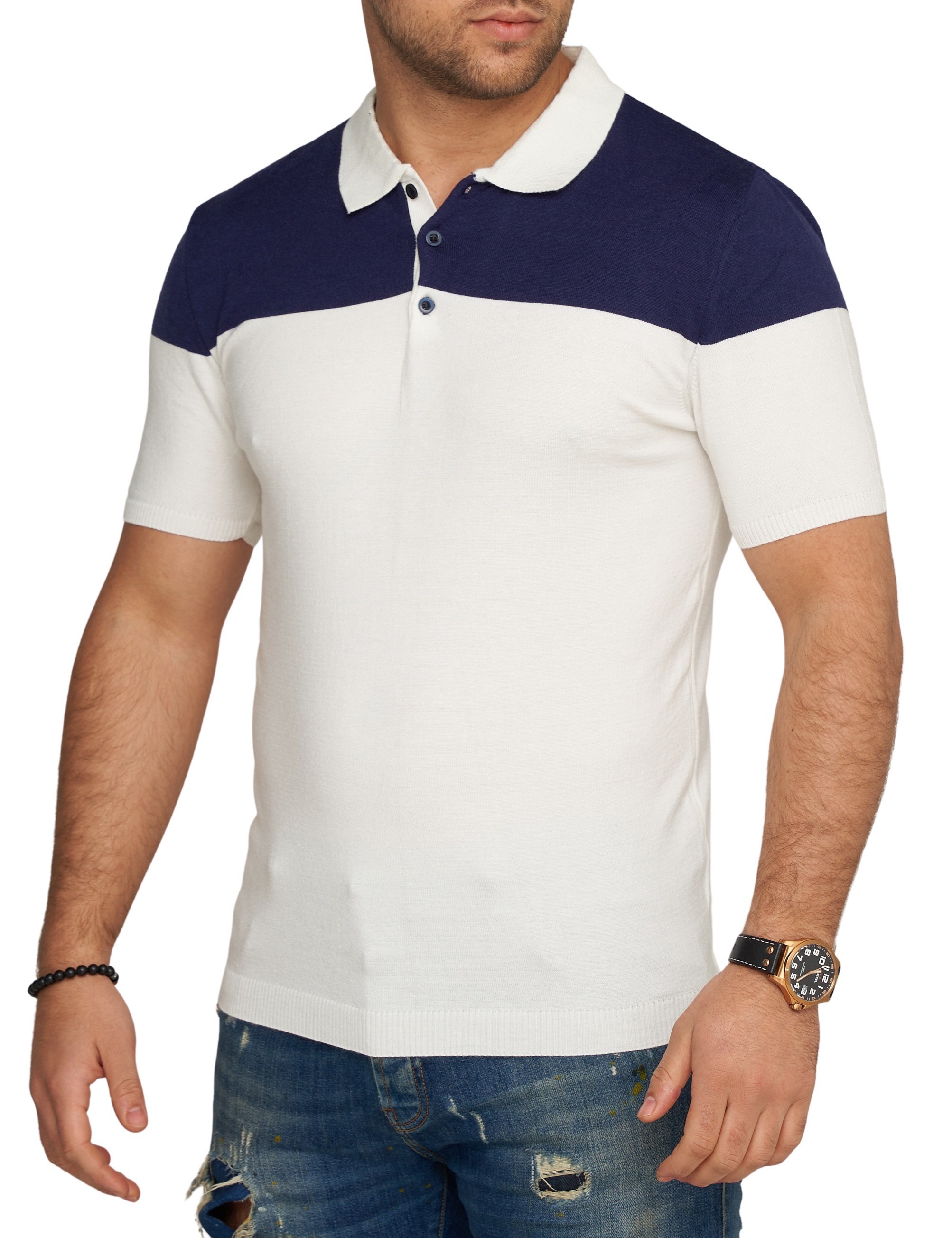 CARISMA Poloshirt »CARISMA Poloshirt CRPARATI« Strick Kurzarm Polo T-Shirt Color-Block