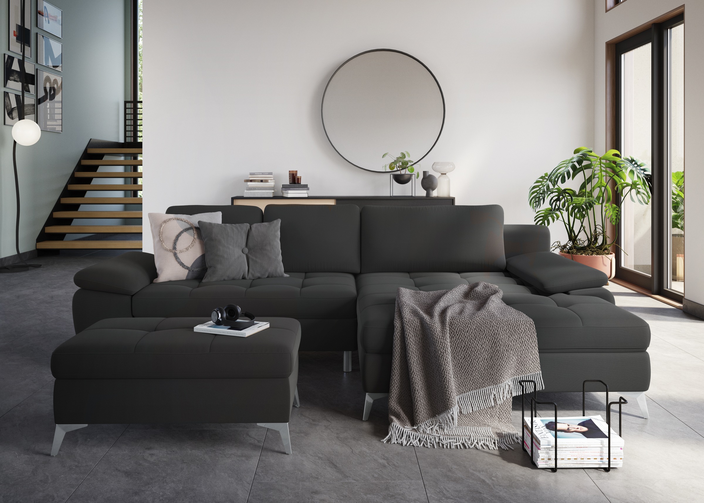 sit&more Ecksofa »Latigo L-Form«, mit Mega-Recamiere, wahlweise mit Bettfunktion und Bettkasten