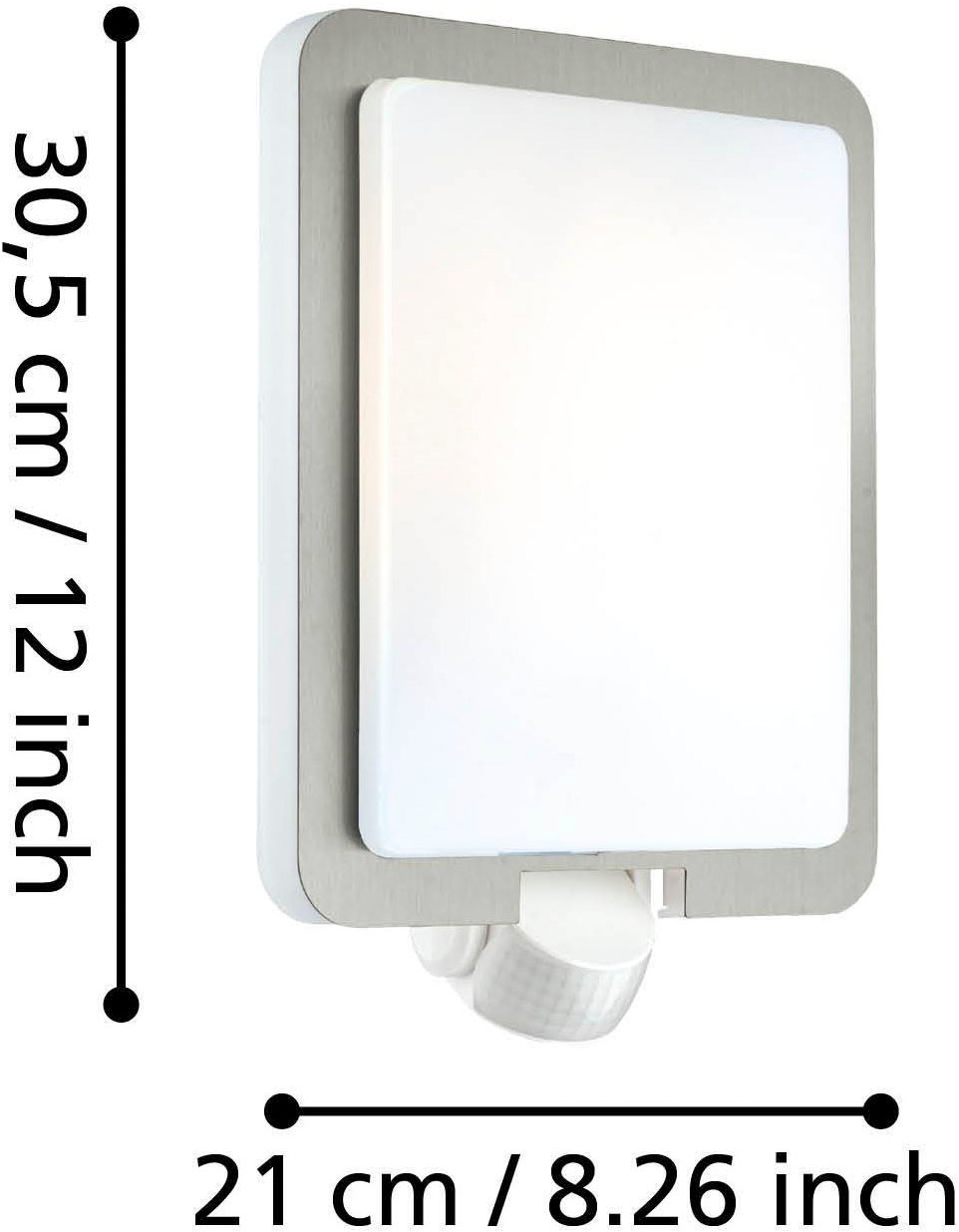 EGLO Wandleuchte »Mussotto Außen-Wandlampe, Außenleuchte, Außenlampe, IP44, Flurlampe« E27 1 Stk. Wand-/Deckenleuchte - L21 x H30,5 x AL9 cm - edelstahl, weiß