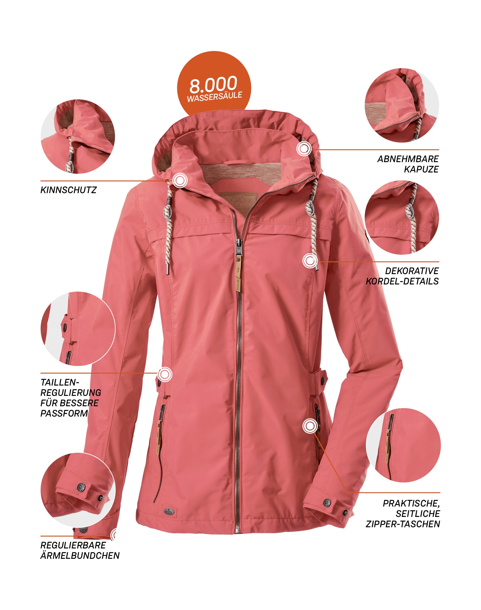 G.I.G.A. DX by killtec Funktionsjacke »Jamil WMN JCKT A«, Damenjacke: abnehmbare Kapuze, 8.000 mm Wassersäule, PFAS-frei