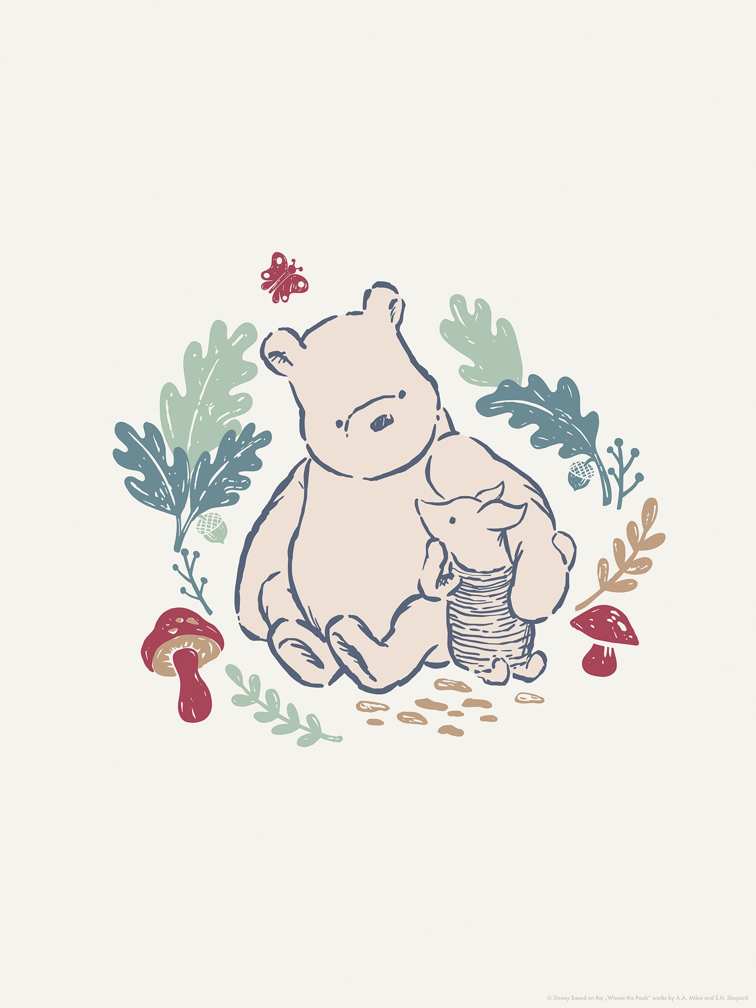 Komar Wandbild »Disney Winnie the Pooh Taking Care«, Disney, (Set, 1 St.), 30 x 40 cm (Breite x Höhe) - Kinderzimmer, Dekoration