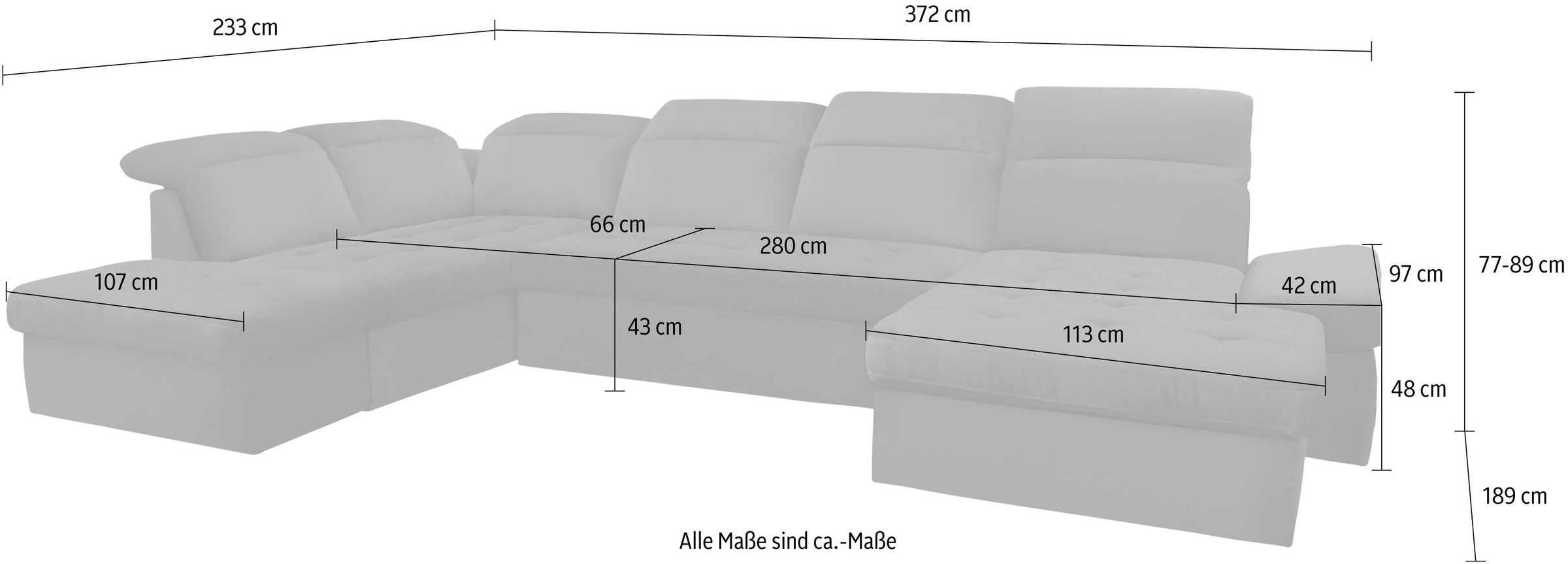 sit&more Wohnlandschaft »Stardust U-Form«, inklusive Kopfteilverstellung und Armlehnenfunktion