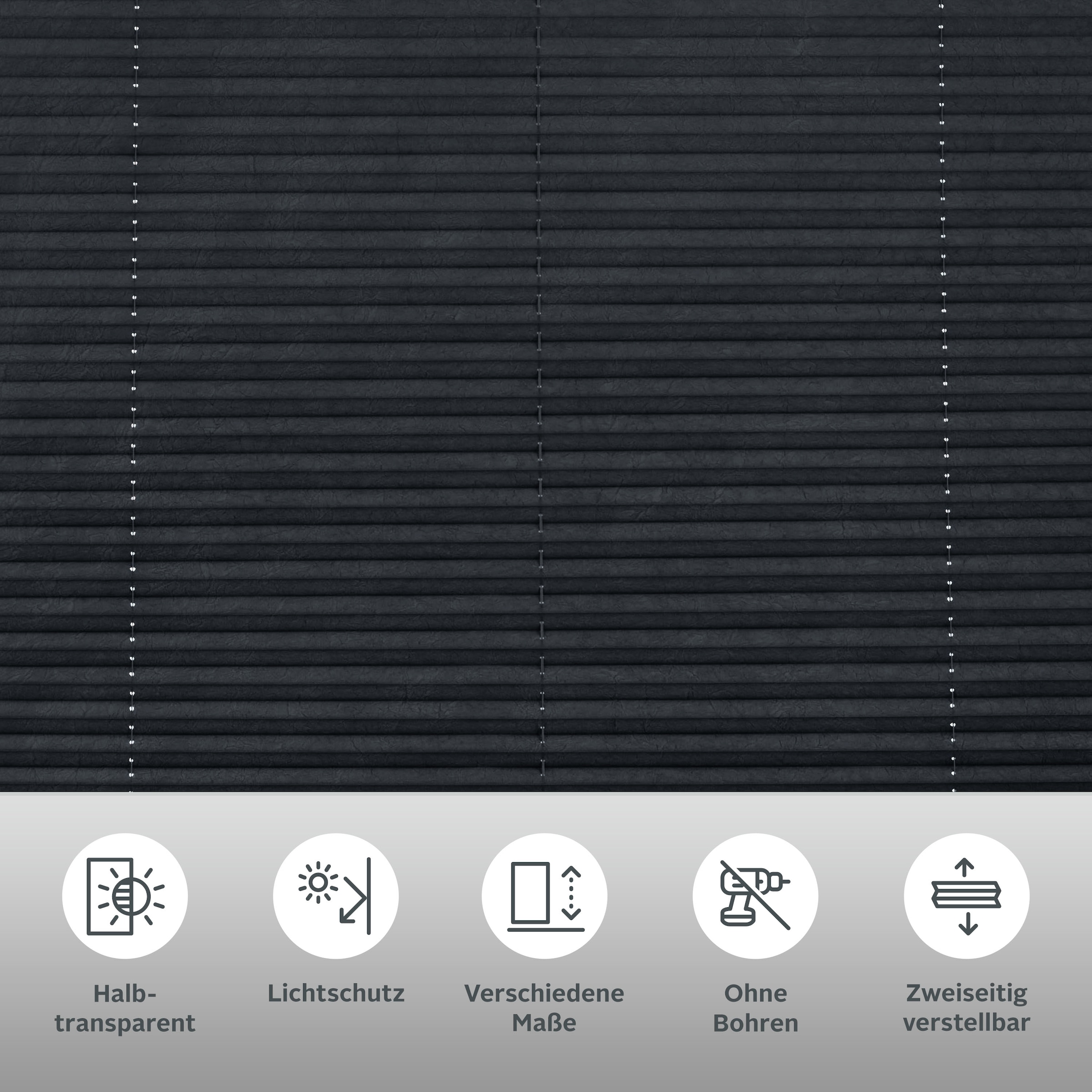 my home Plissee »DAHRA - in Crush-Optik«, Lichtschutz, ohne Bohren, verspannt, Fixmaß, Klemmträger