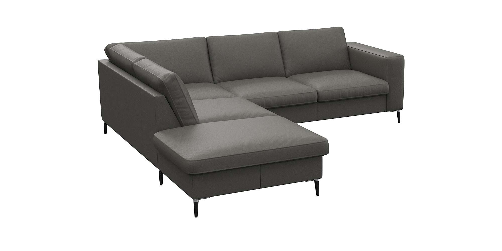 FLEXLUX Ecksofa »Fiore, bequem und komfortabel, zeitlos, L-Form«, breite Armlehnen, Füße Alu/schwarz, B/T 241/225 cm, Kaltschaum im Sitz
