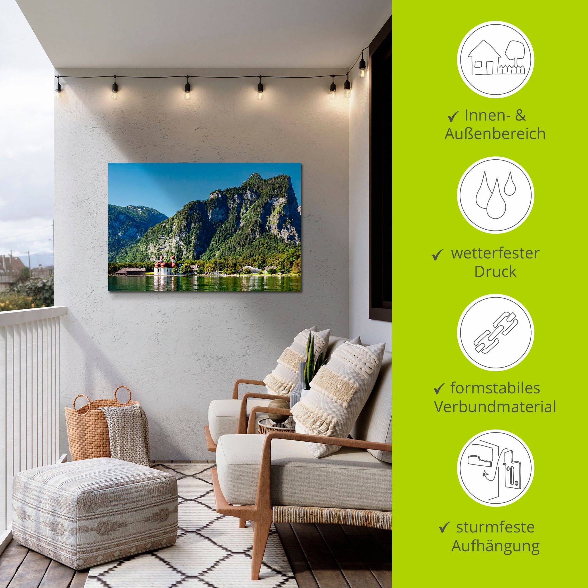 Artland Wandbild »Blick auf den Königssee« Berge & Alpenbilder 1 Stk. tlg. als Alubild, Leinwandbild in verschied. Größen