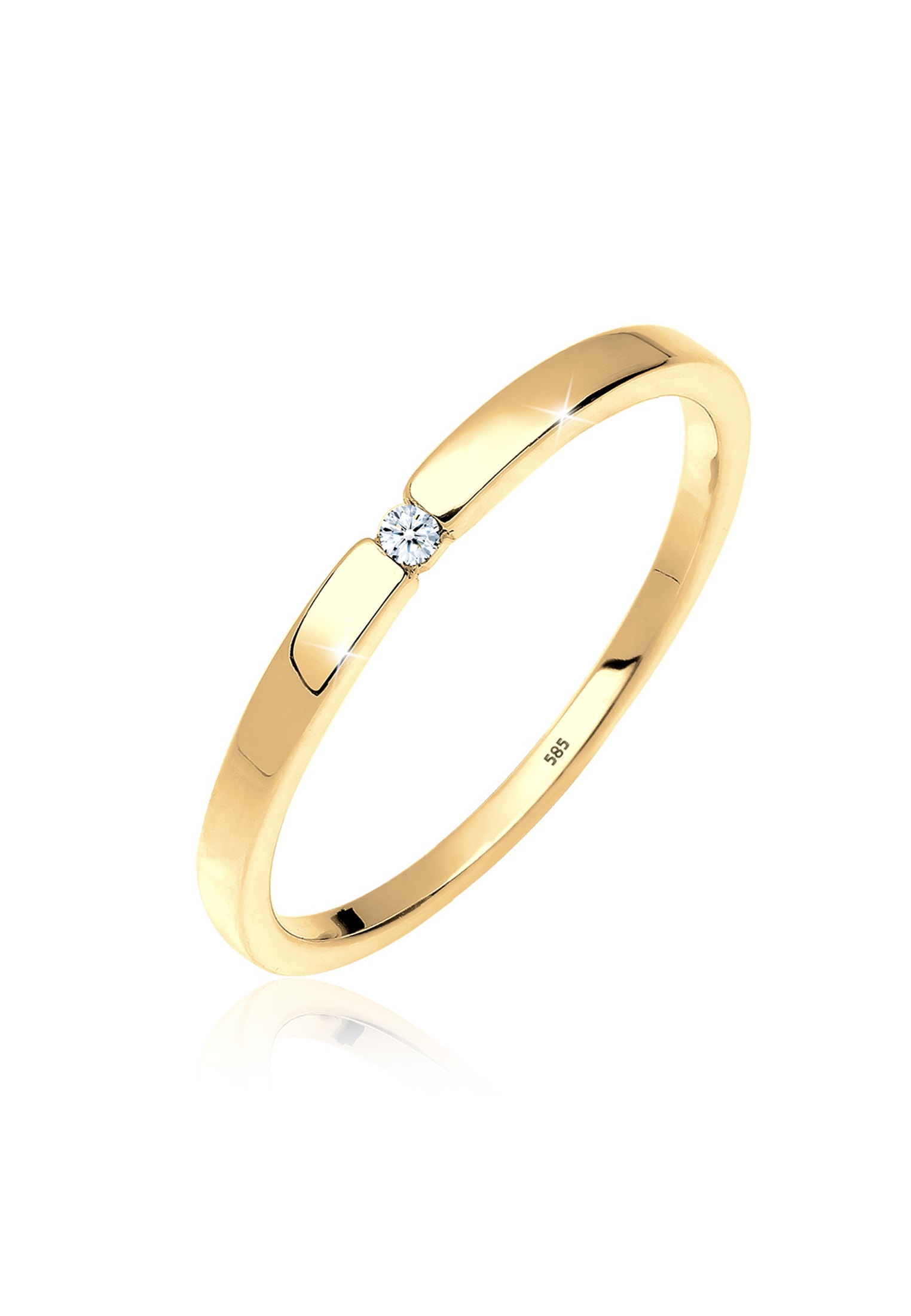 Trauring »Ring Ehering Solitär Diamant Weiß (0.015 ct) 585 Gelbgold«