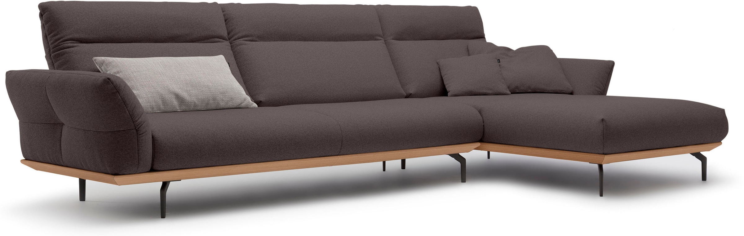 Creation BY ROLF BENZ Ecksofa »CR.460« Sockel in Eiche, Winkelfüße in Umbragrau, Breite 338 cm