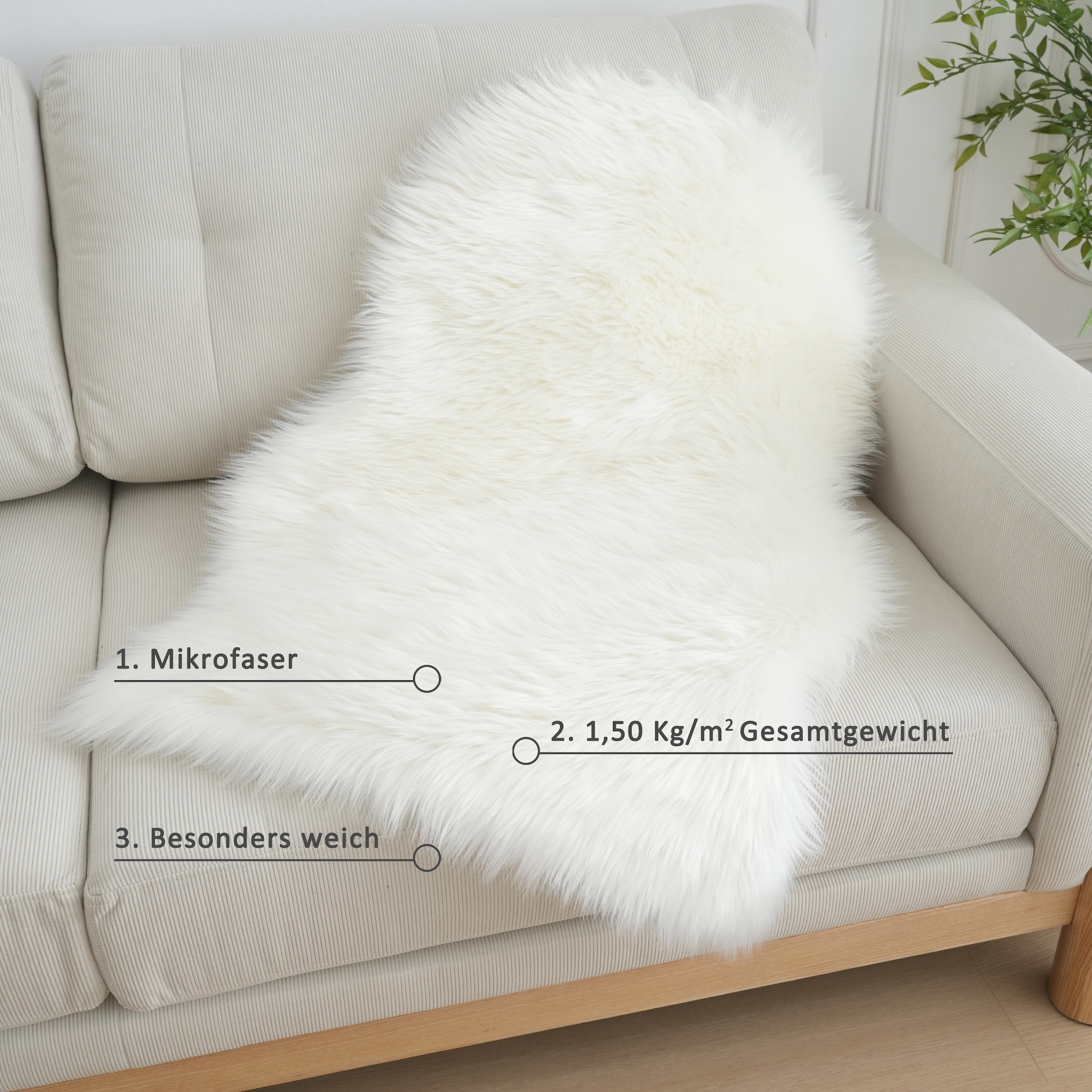 Home affaire Fellteppich »Dena Teppiche, Fellform, waschbar«, fellförmig, 60 mm Höhe, Kunstfell, weich, Uni-Farben, Wohnzimmer, Schlafzimmer, Esszimmer